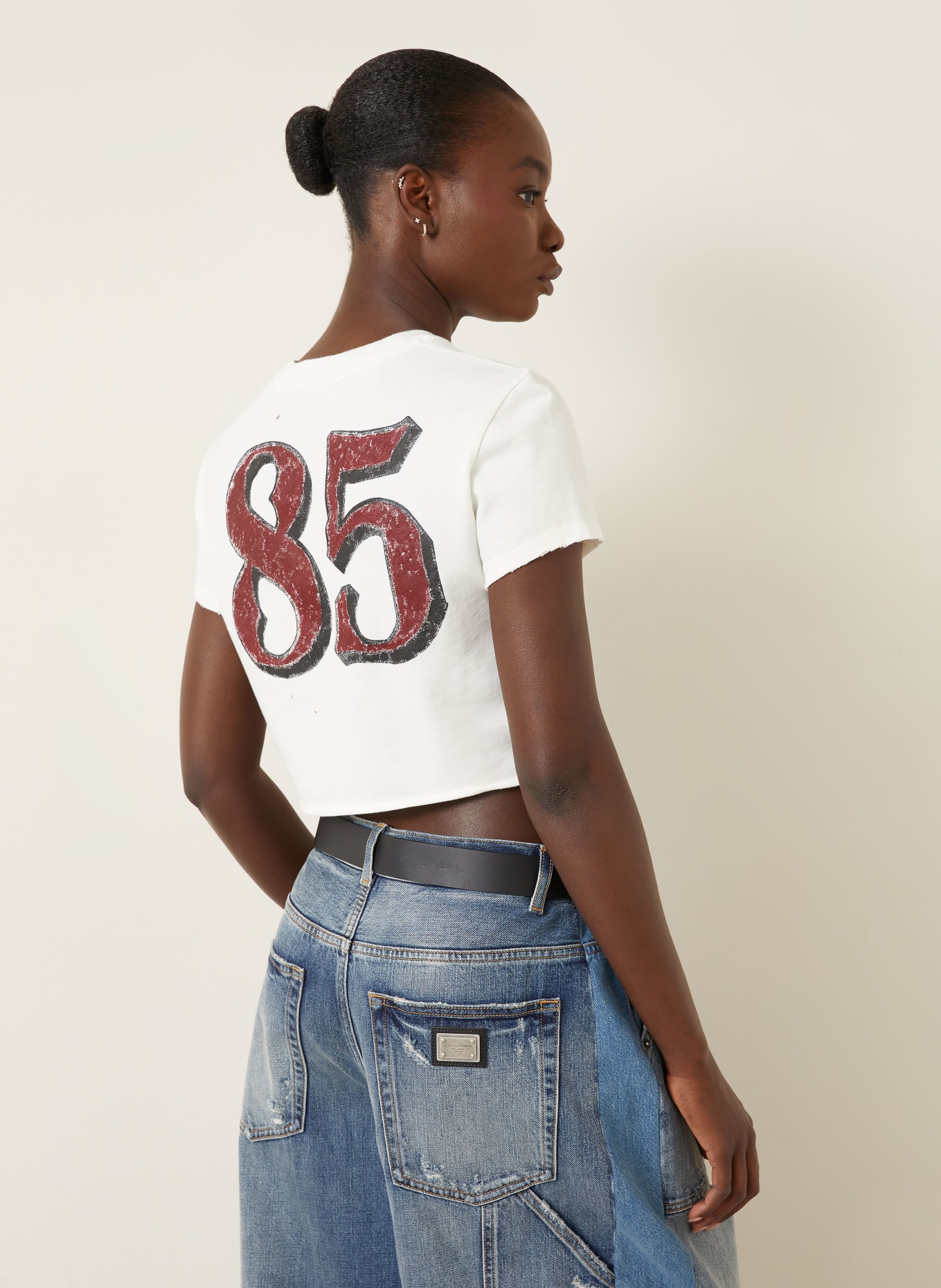 DOLCE & GABBANA Cropped-Shirt: WEISS / ROT / SCHWARZ