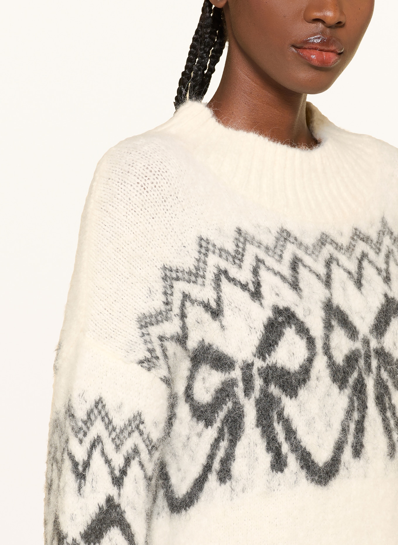 MRS & HUGS Sweter z alpaki: ECRU / CZIEMNOSZARY