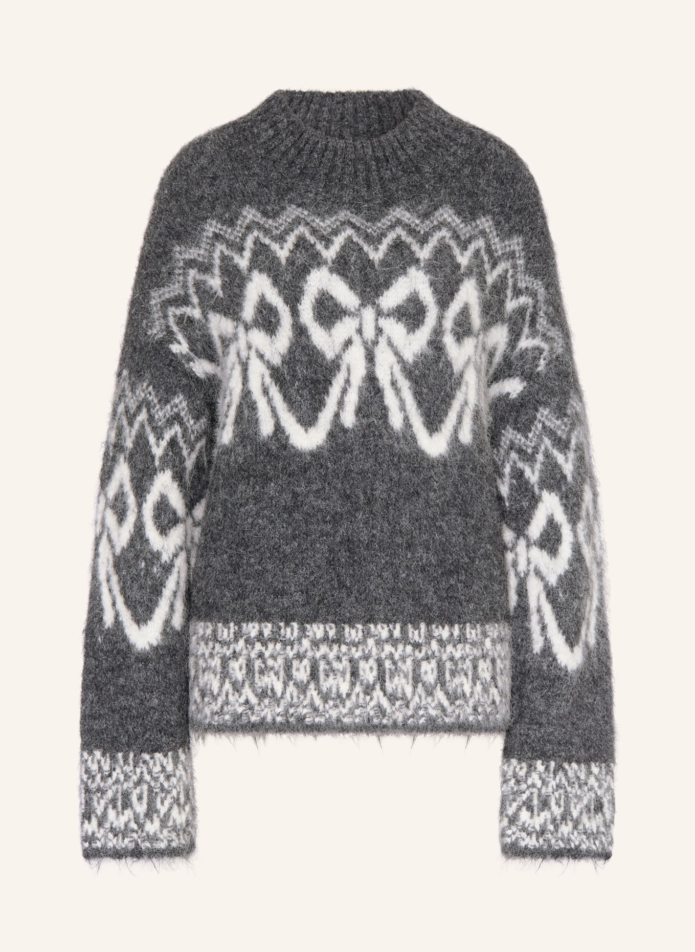 MRS & HUGS Pullover mit Alpaka: DUNKELGRAU / ECRU