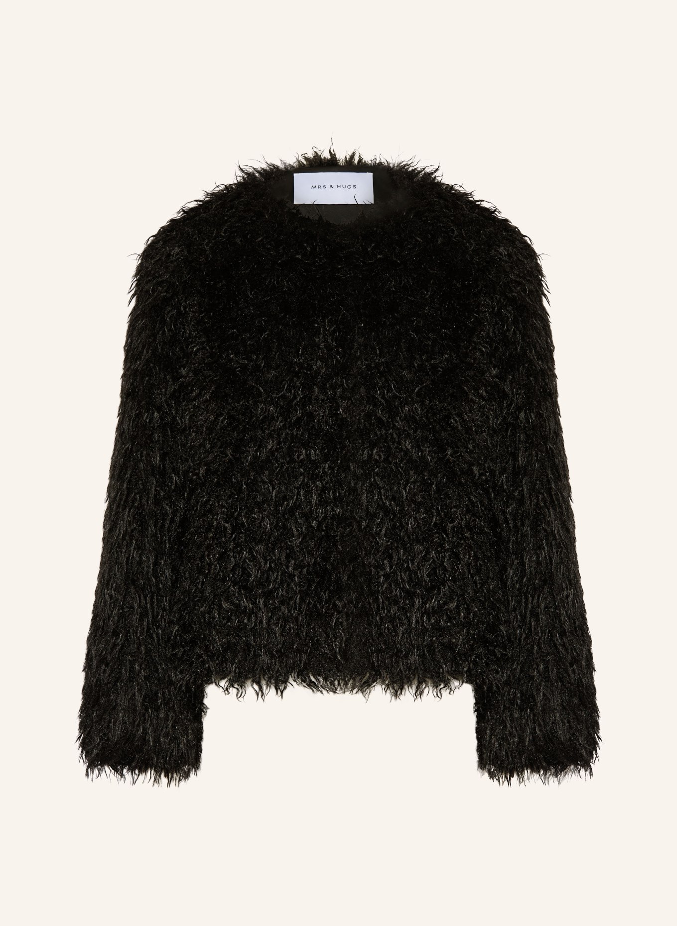 MRS & HUGS Kunstfell-Jacke: SCHWARZ