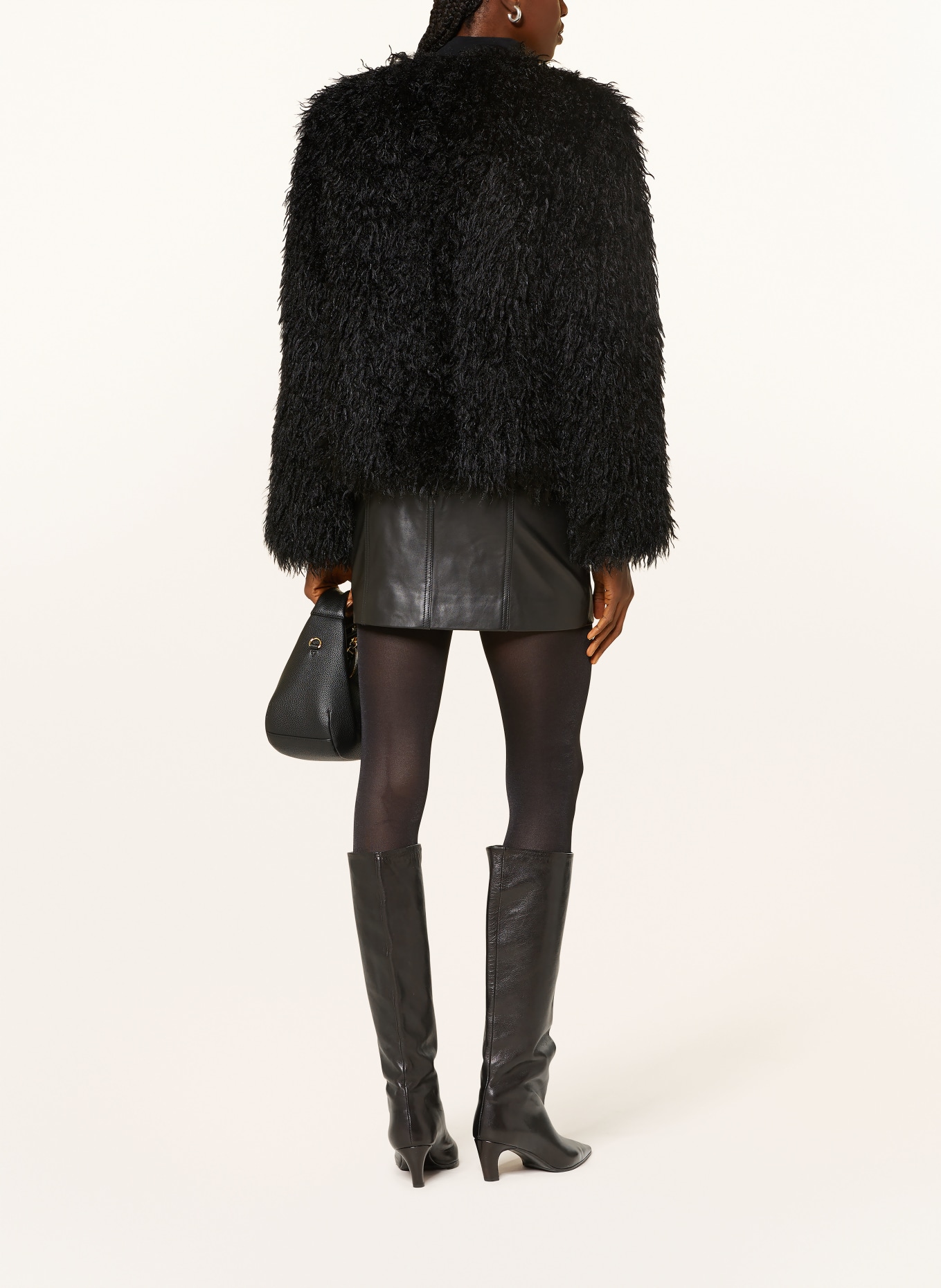 MRS & HUGS Kunstfell-Jacke: SCHWARZ