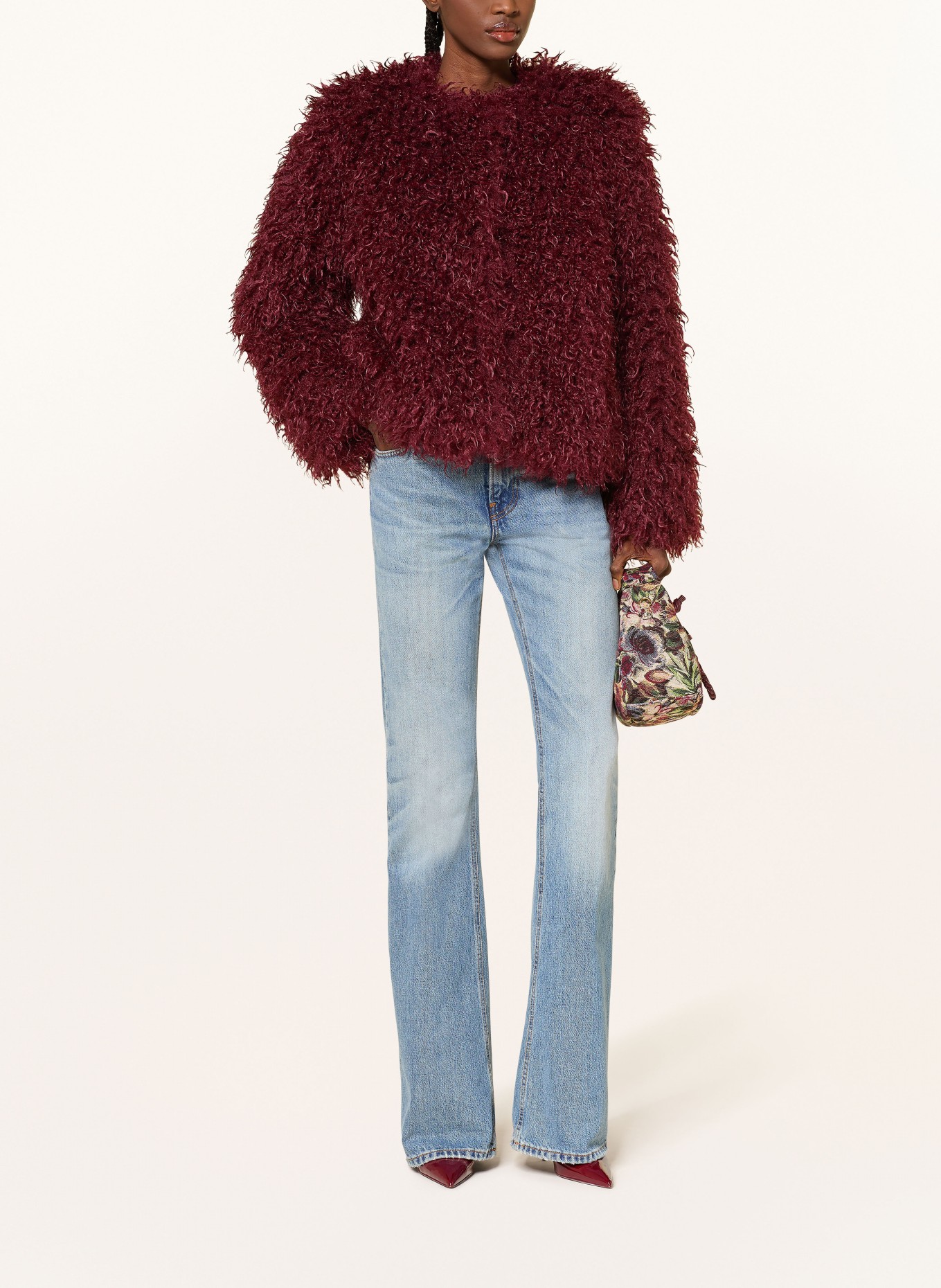 MRS & HUGS Kunstfell-Jacke: DUNKELROT