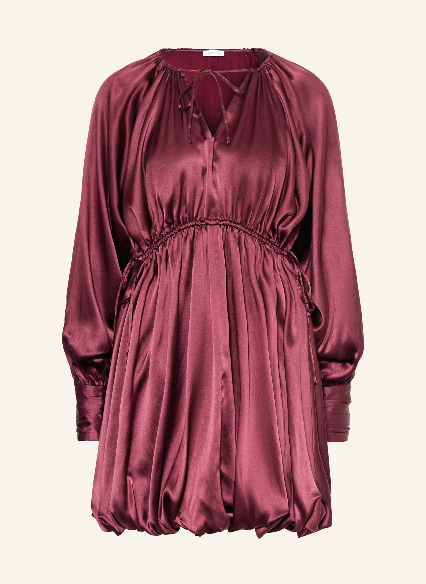 MRS & HUGS Satinkleid mit Seide: DUNKELROT
