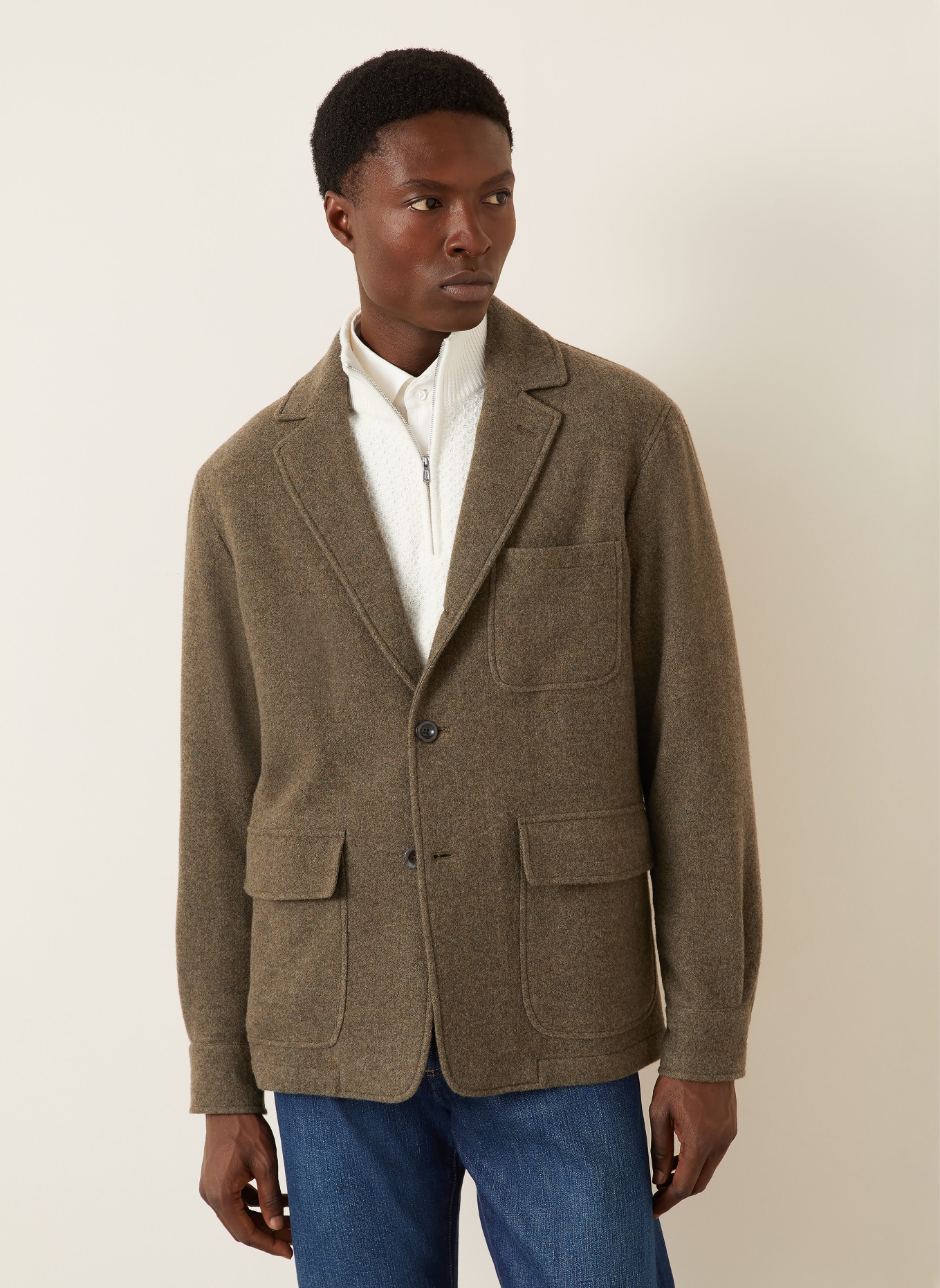 RALPH LAUREN PURPLE LABEL Flanell-Sakko: KHAKI