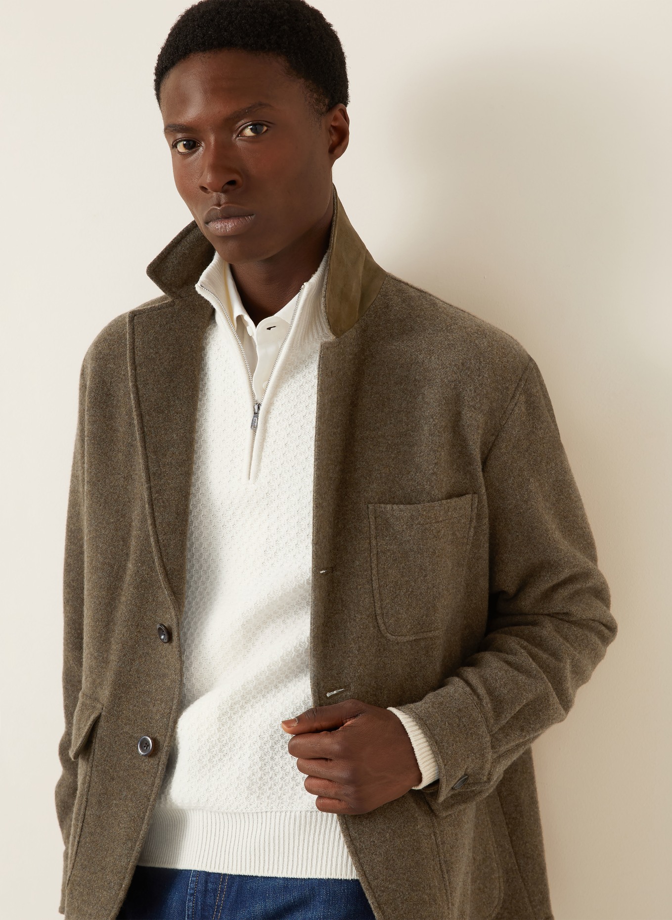 RALPH LAUREN PURPLE LABEL Flanell-Sakko: KHAKI