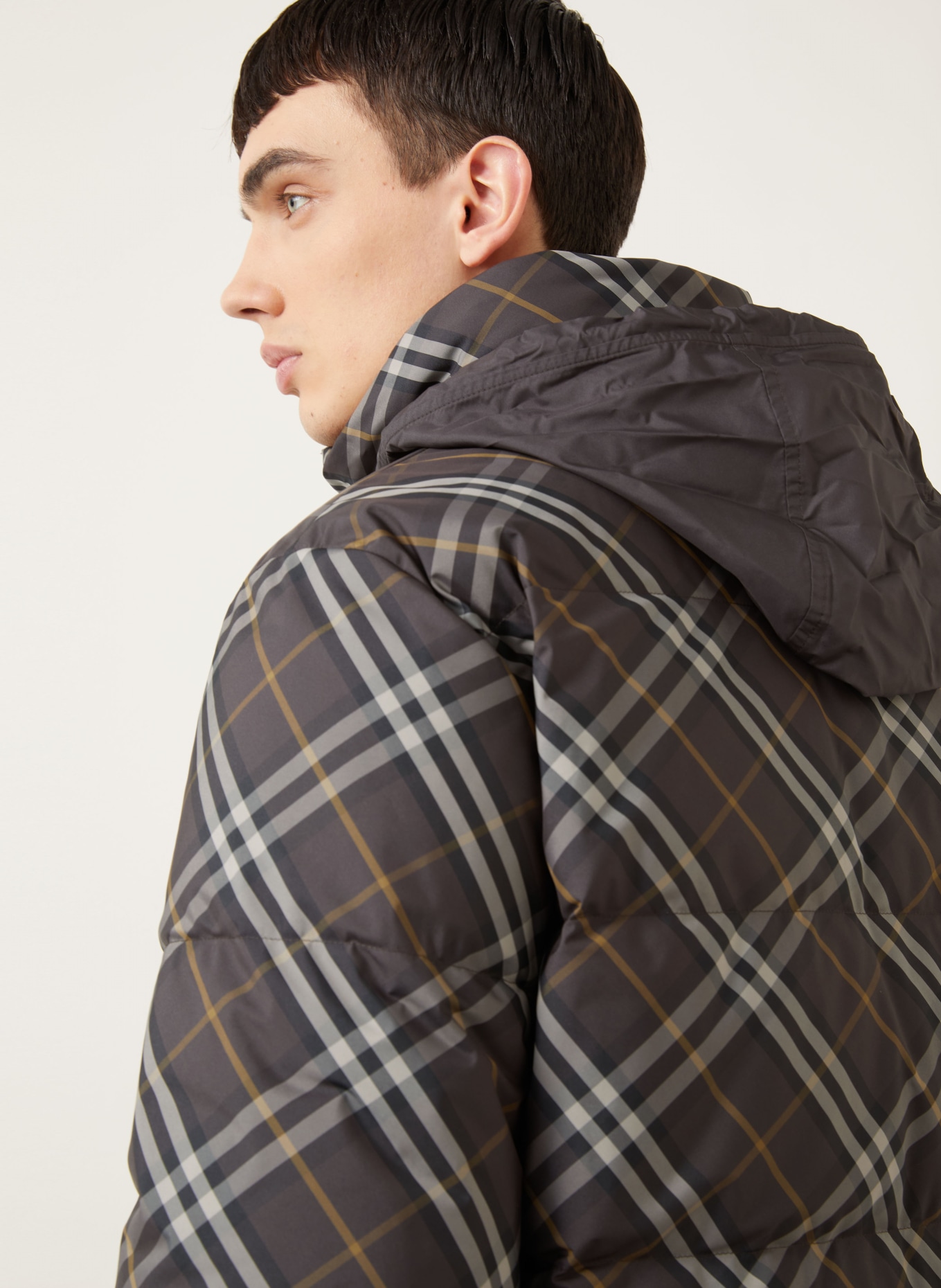 BURBERRY Daunenjacke SNOWDON zum Wenden: DUNKELBRAUN / CAMEL / GRAU