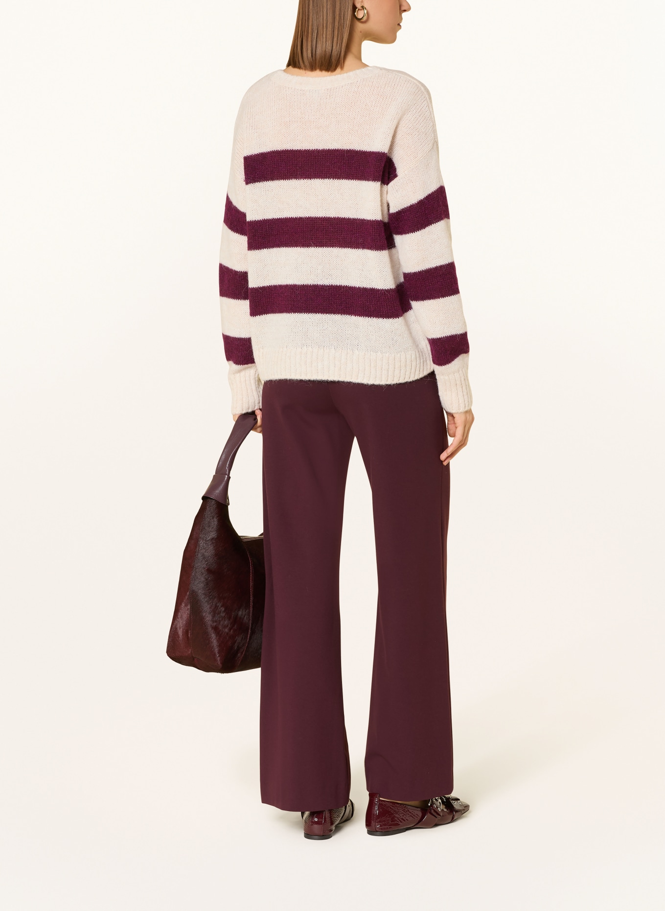 MILANO ITALY Pullover: DUNKELLILA / ECRU