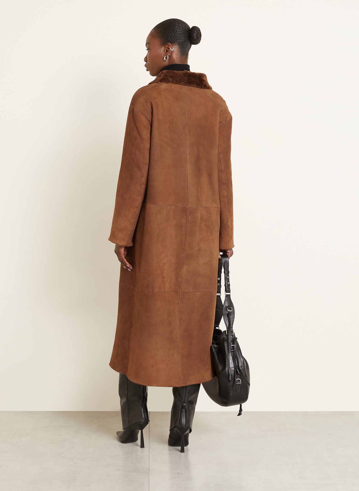 NOUR HAMMOUR Skórzany płaszcz BIRTHDAY dwustronny: BRĄZOWY