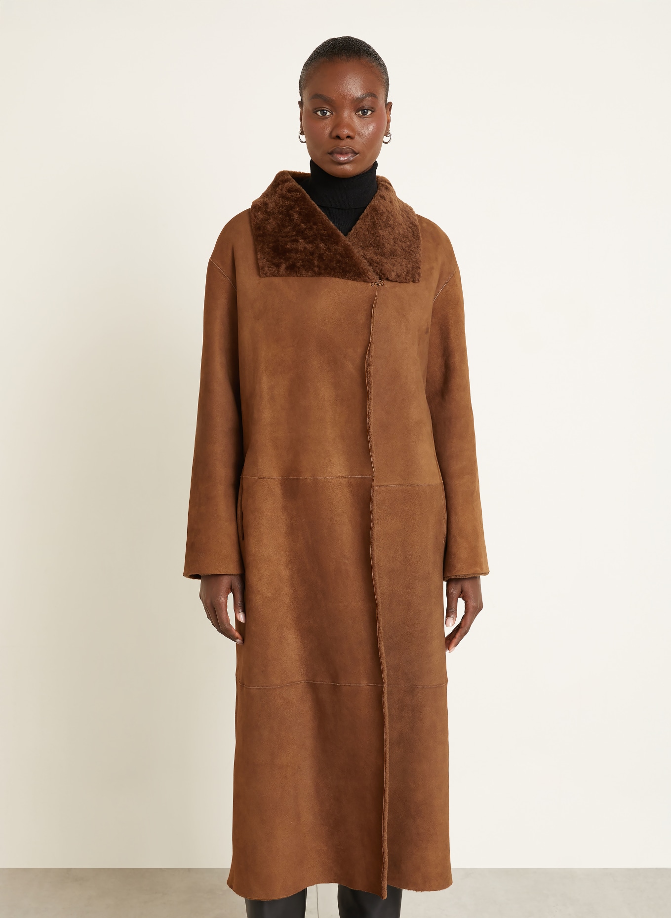 NOUR HAMMOUR Skórzany płaszcz BIRTHDAY dwustronny: BRĄZOWY