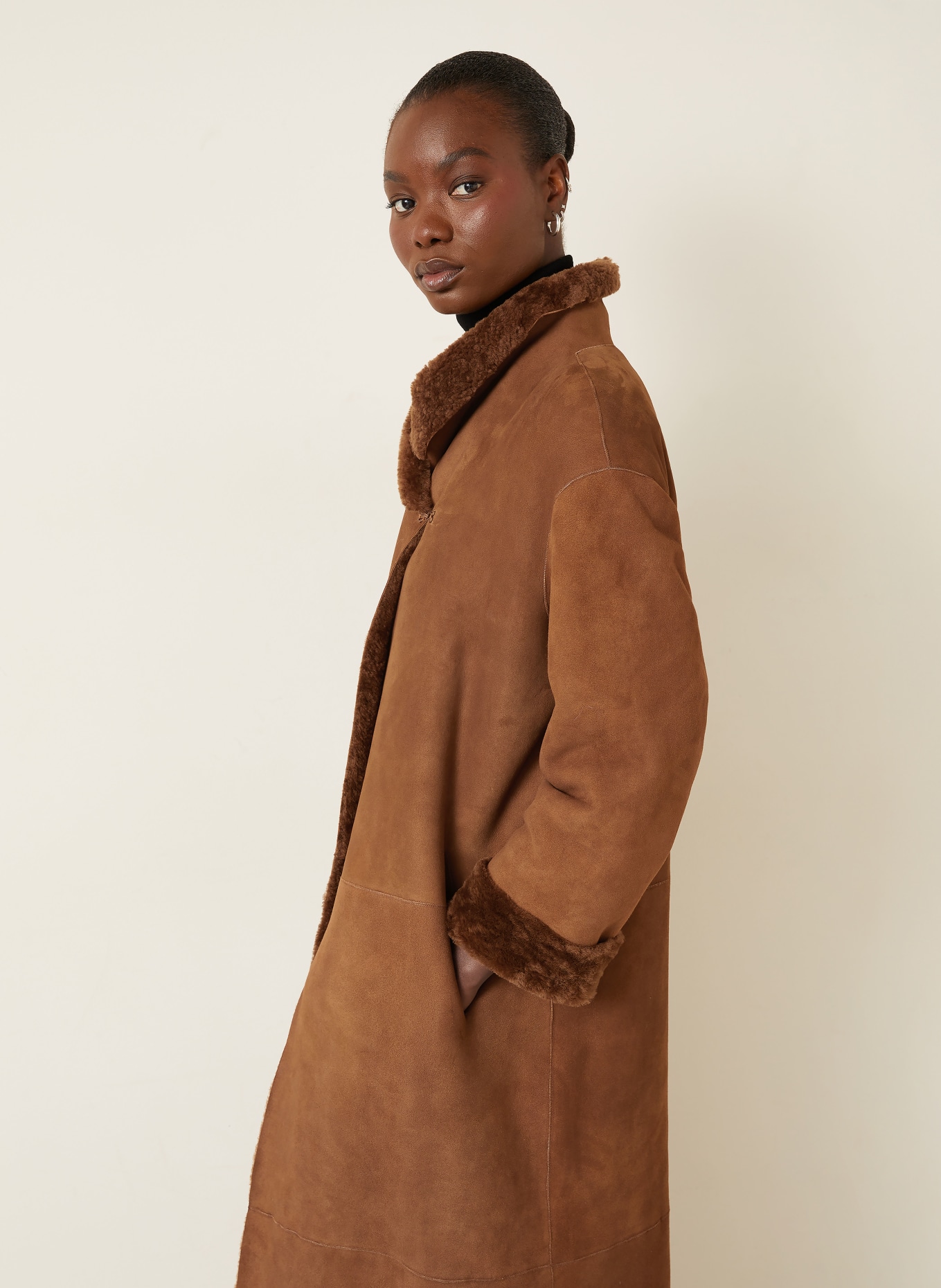 NOUR HAMMOUR Skórzany płaszcz BIRTHDAY dwustronny: BRĄZOWY