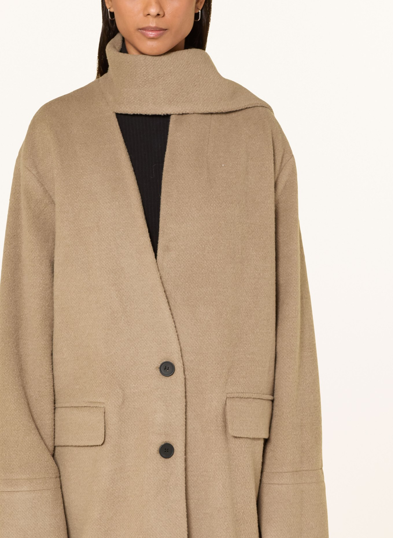 ELEH Mantel mit fixiertem Schal: CAMEL