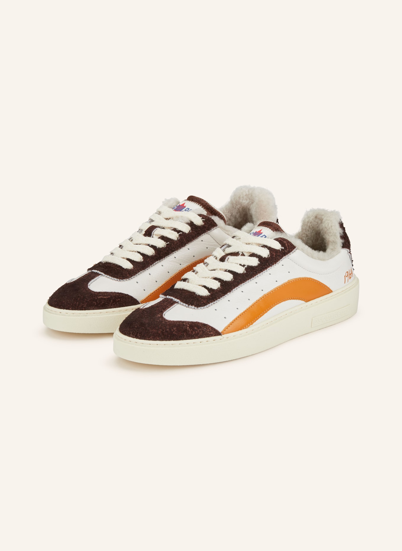 DSQUARED2 Sneaker RIDER: WEISS / DUNKELBRAUN