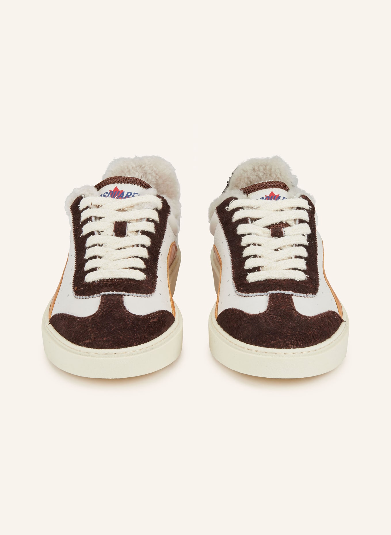 DSQUARED2 Sneaker RIDER: WEISS / DUNKELBRAUN