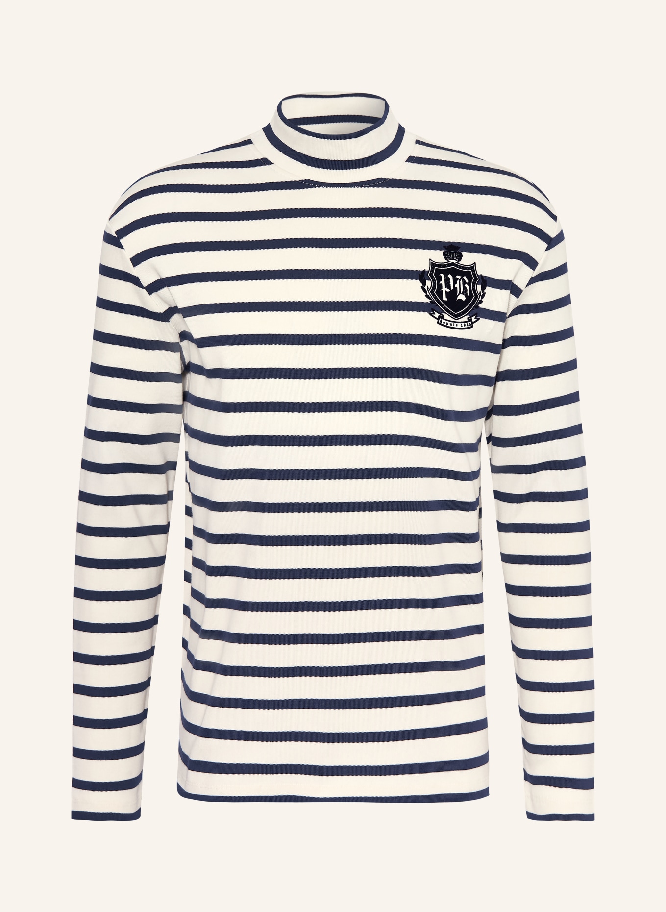 BALMAIN Longsleeve MARIN: WEISS / DUNKELBLAU