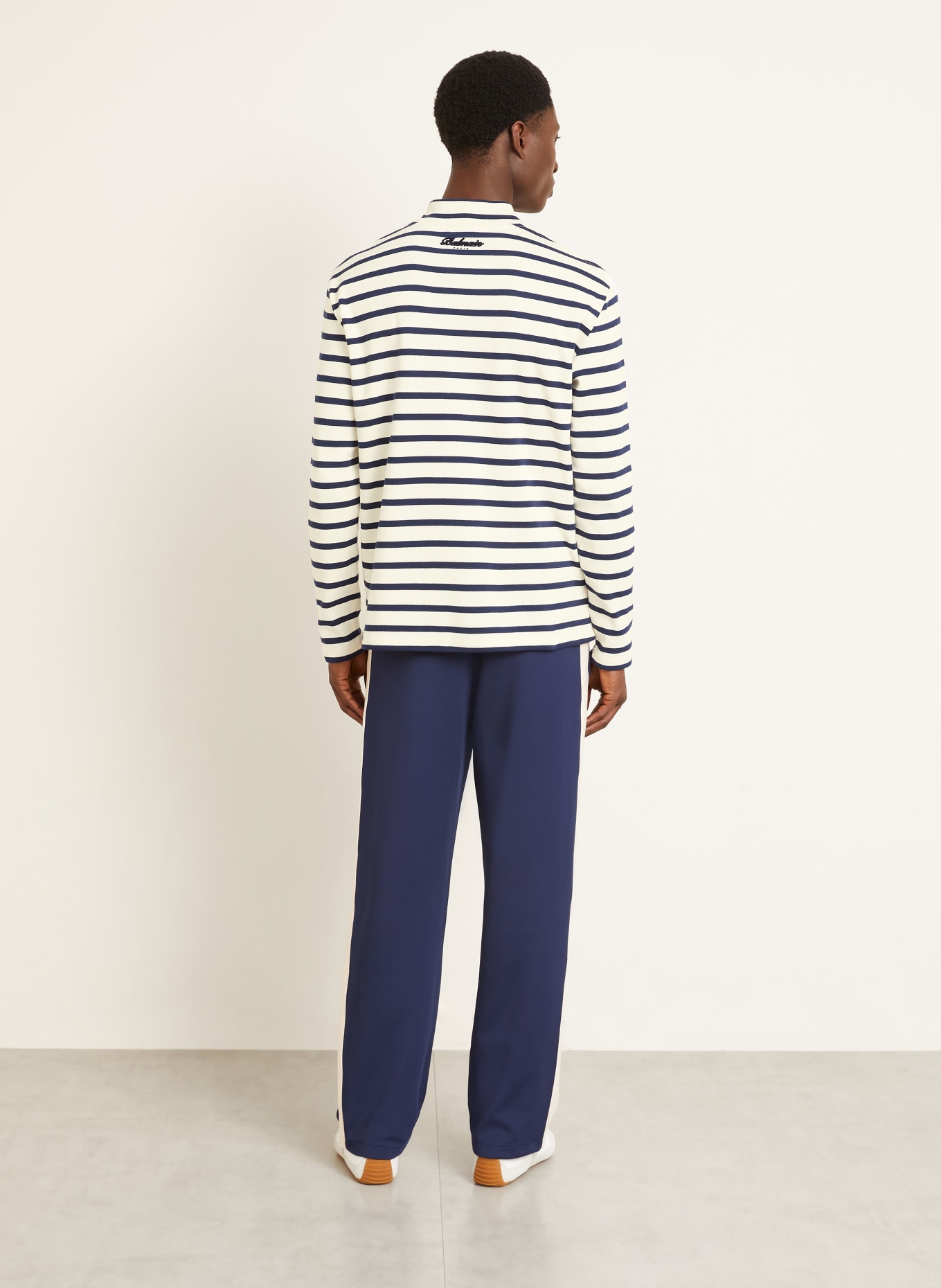 BALMAIN Longsleeve MARIN: WEISS / DUNKELBLAU