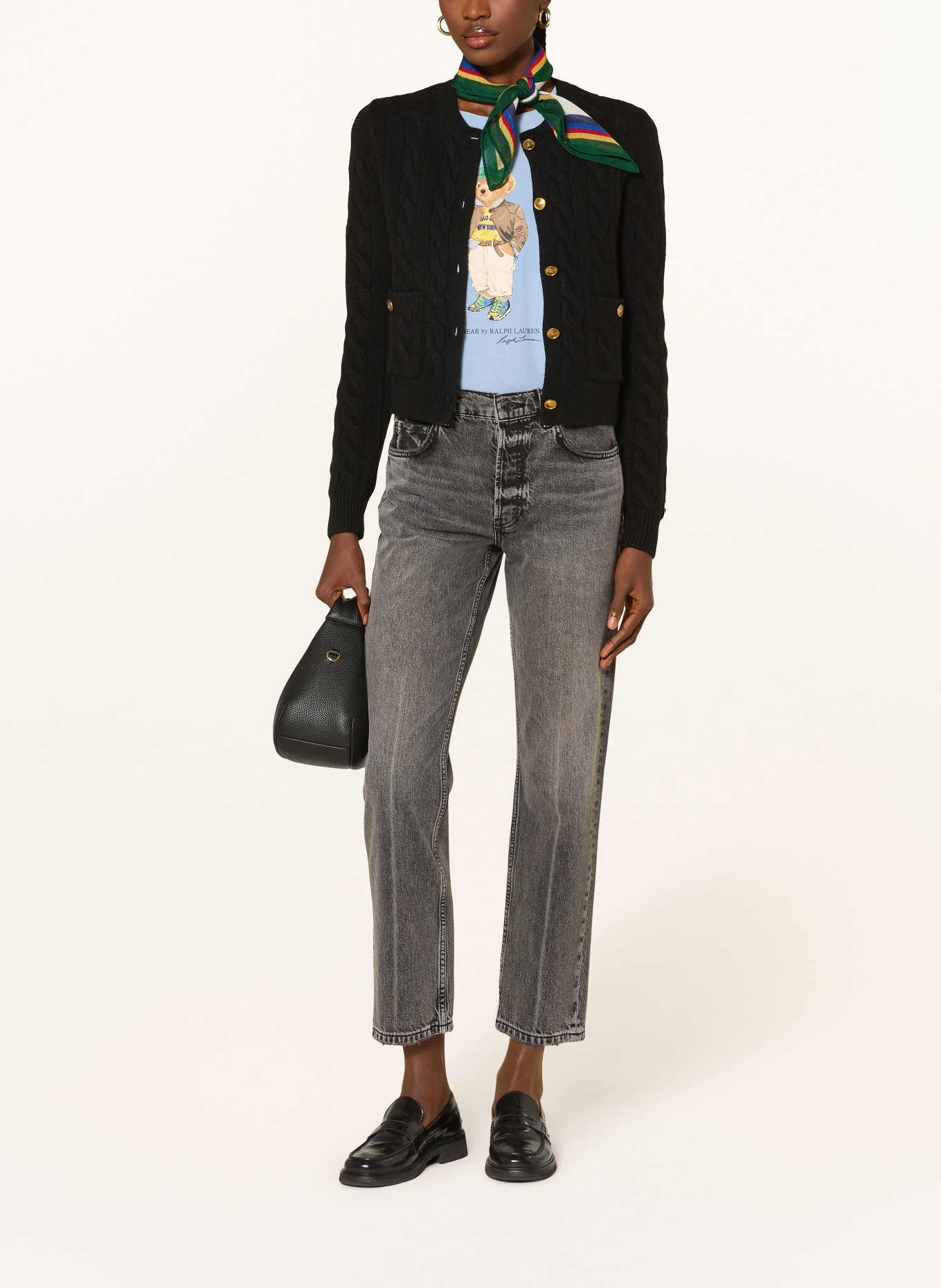 POLO RALPH LAUREN Strickjacke: SCHWARZ / GOLD