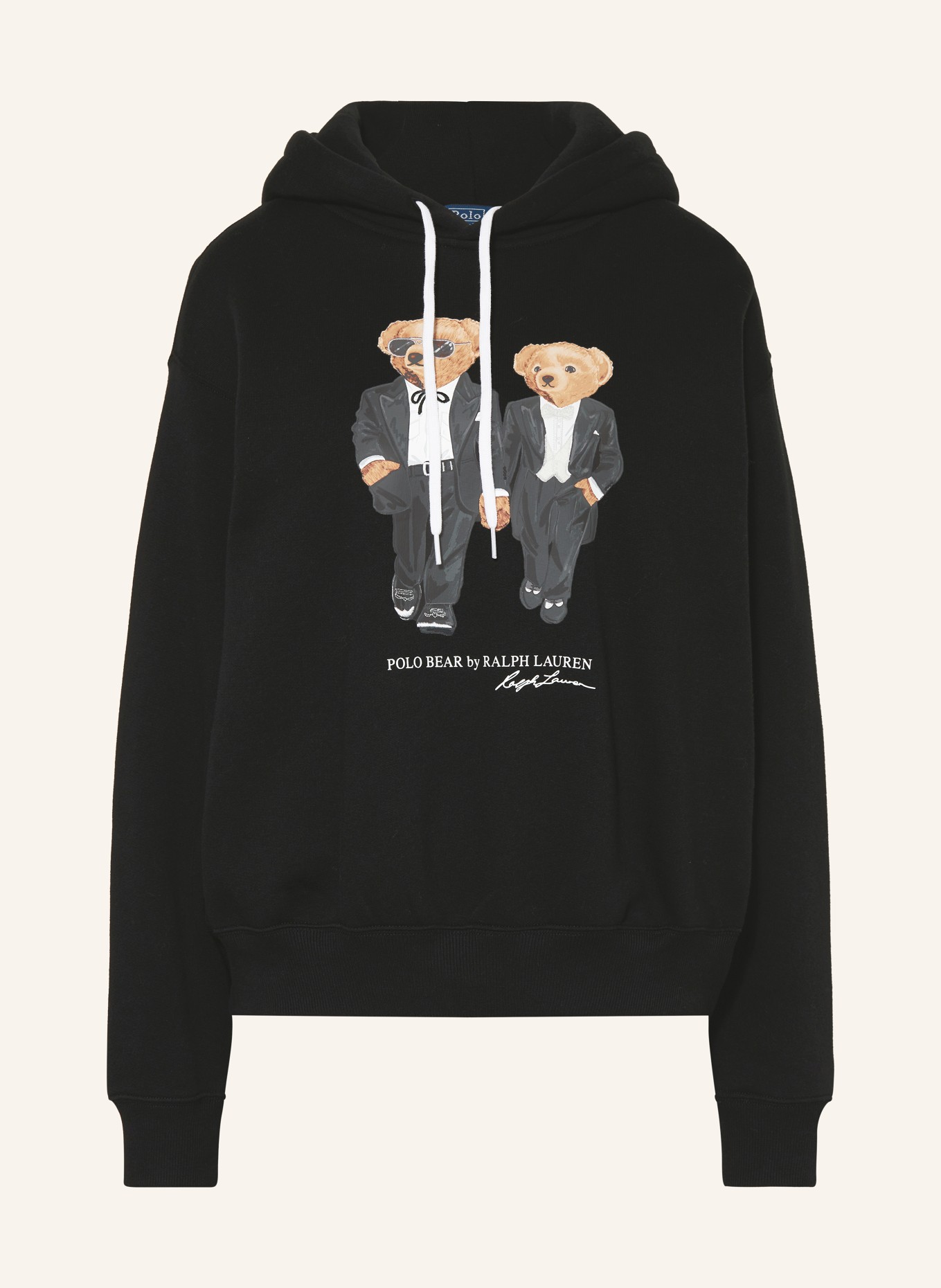 POLO RALPH LAUREN bluza z kapturem: CZARNY / JASNOBRĄZOWY / BIAŁY