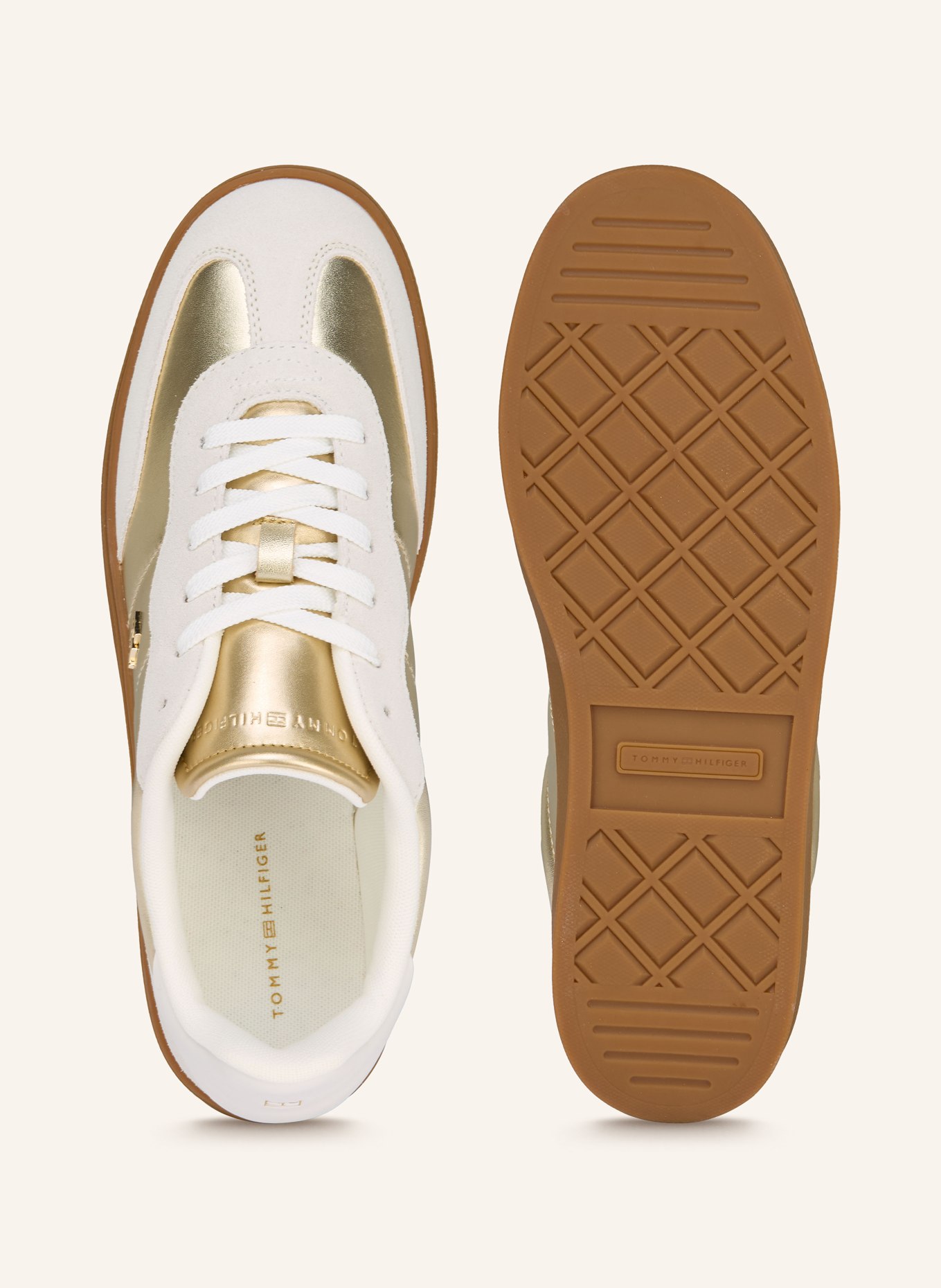 TOMMY HILFIGER Sneaker JACKIE: ECRU / GOLD