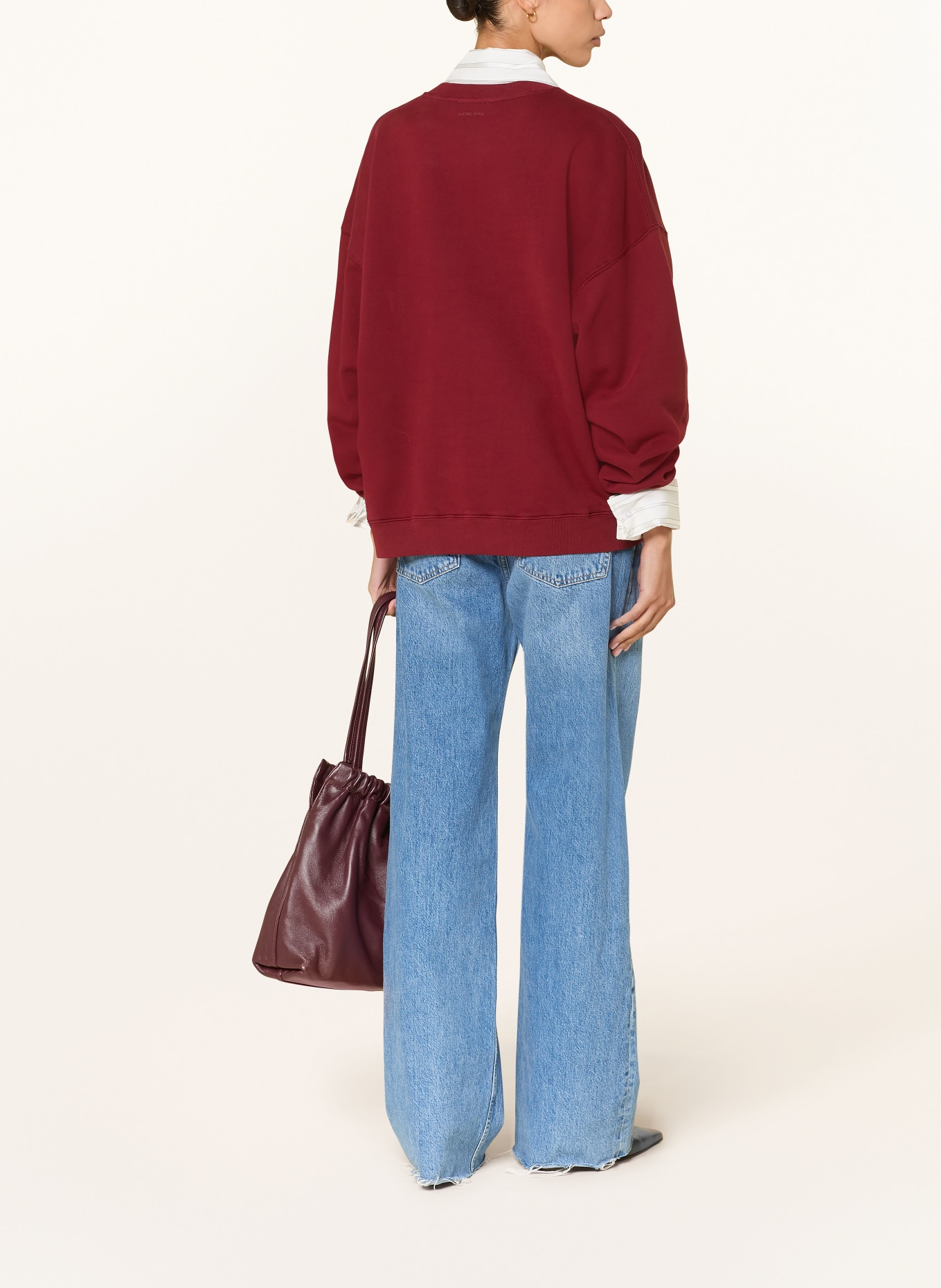 ANINE BING Sweatshirt MILES: DUNKELROT / WEISS / SCHWARZ