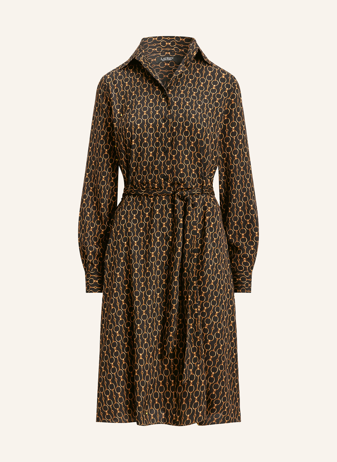 LAUREN RALPH LAUREN Hemdblusenkleid: SCHWARZ / GOLD
