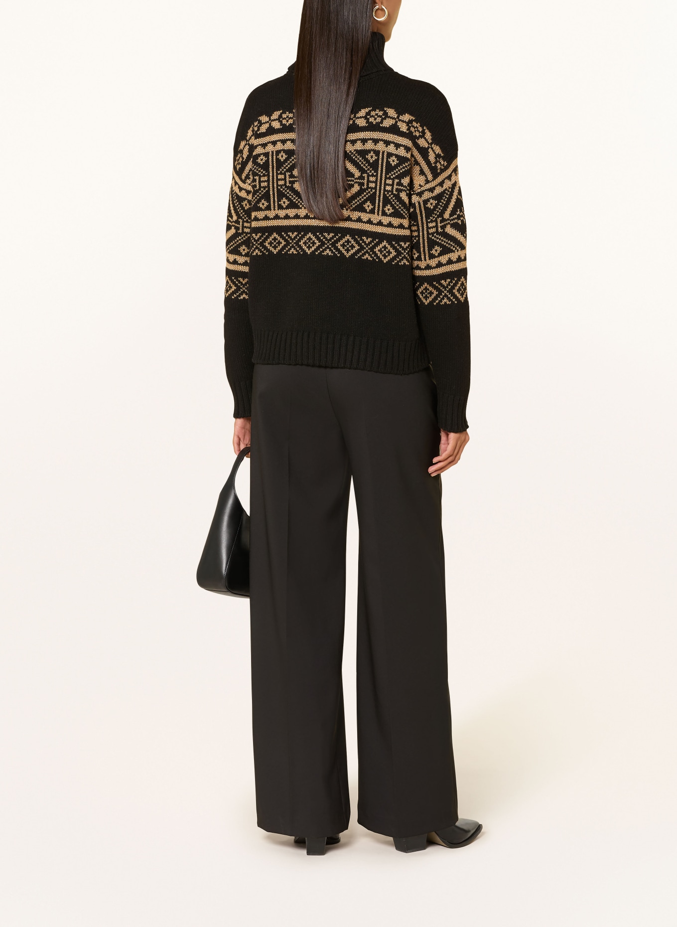 LAUREN RALPH LAUREN Rollkragenpullover mit Glitzergarn: SCHWARZ / GOLD