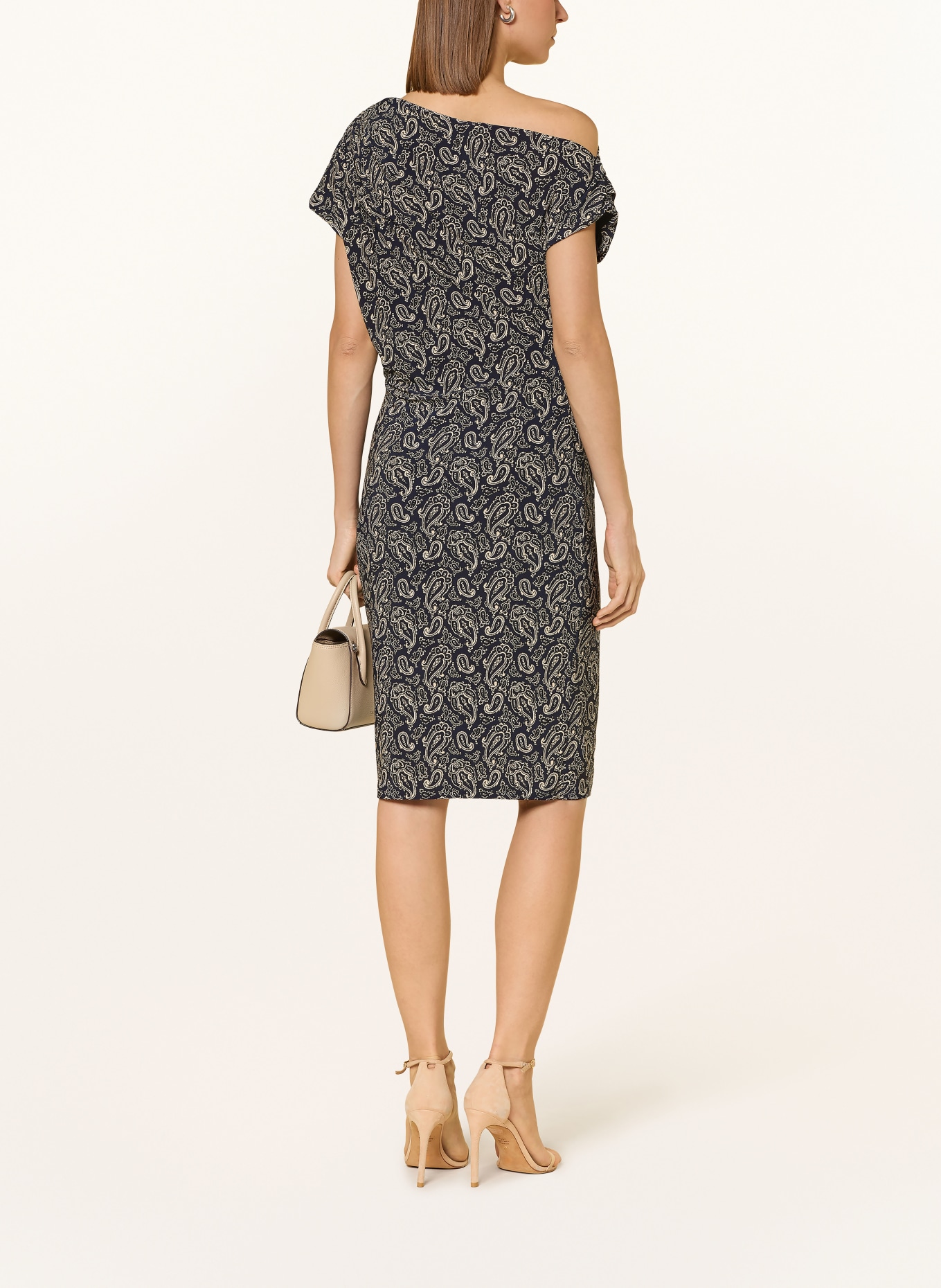 LAUREN RALPH LAUREN Jerseykleid: DUNKELBLAU / CREME