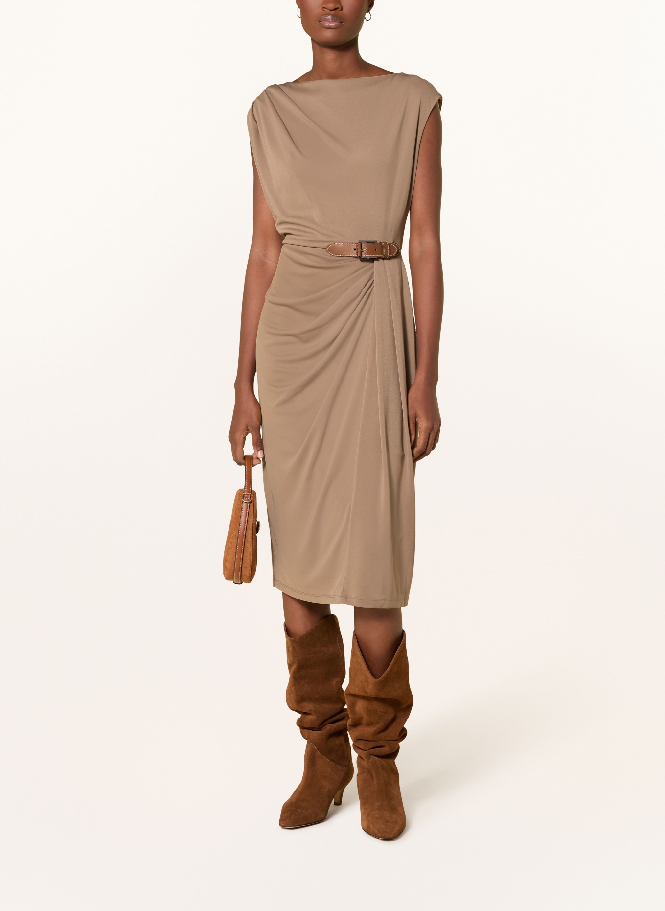 LAUREN RALPH LAUREN Jerseykleid: TAUPE / BRAUN