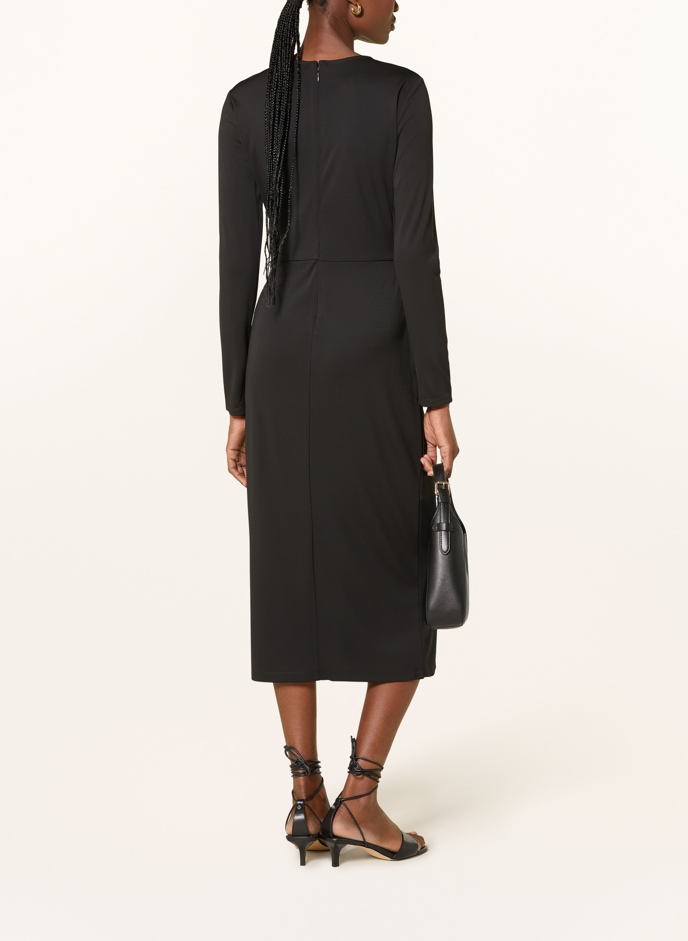 LAUREN RALPH LAUREN Jerseykleid in Wickeloptik: SCHWARZ