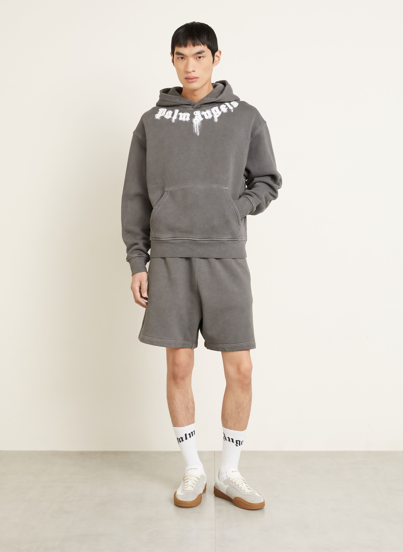 Palm Angels sweat à capuche: GRIS FONCÉ / BLANC