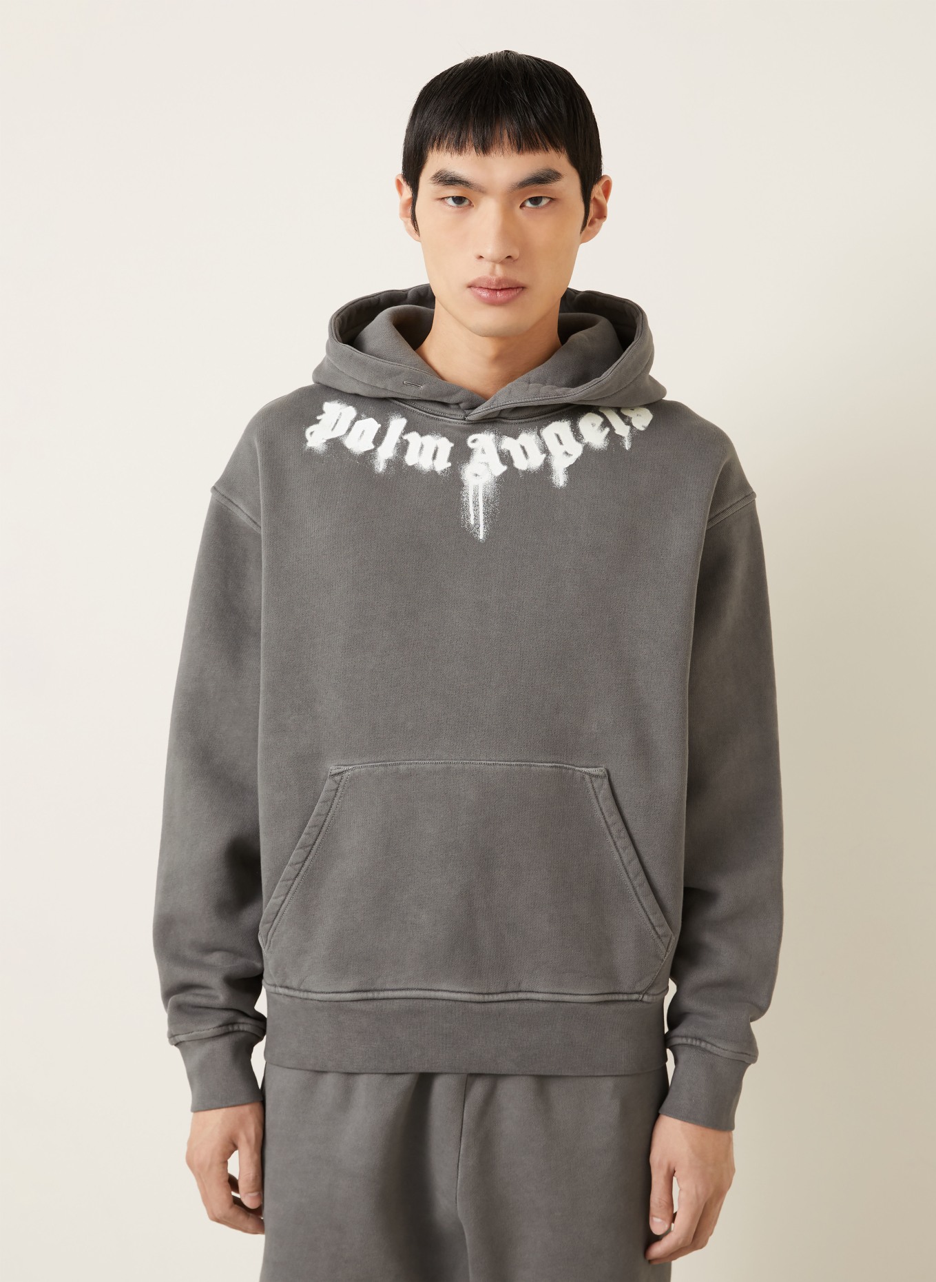 Palm Angels sweat à capuche: GRIS FONCÉ / BLANC