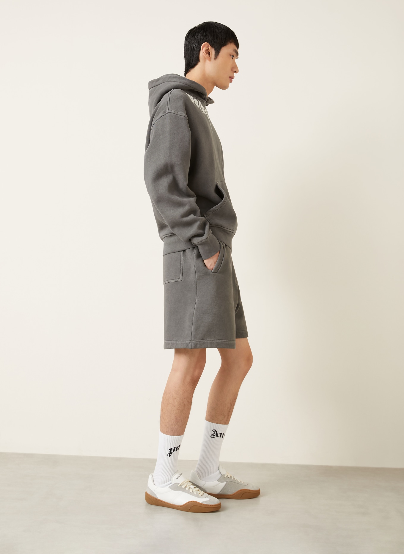 Palm Angels sweat à capuche: GRIS FONCÉ / BLANC