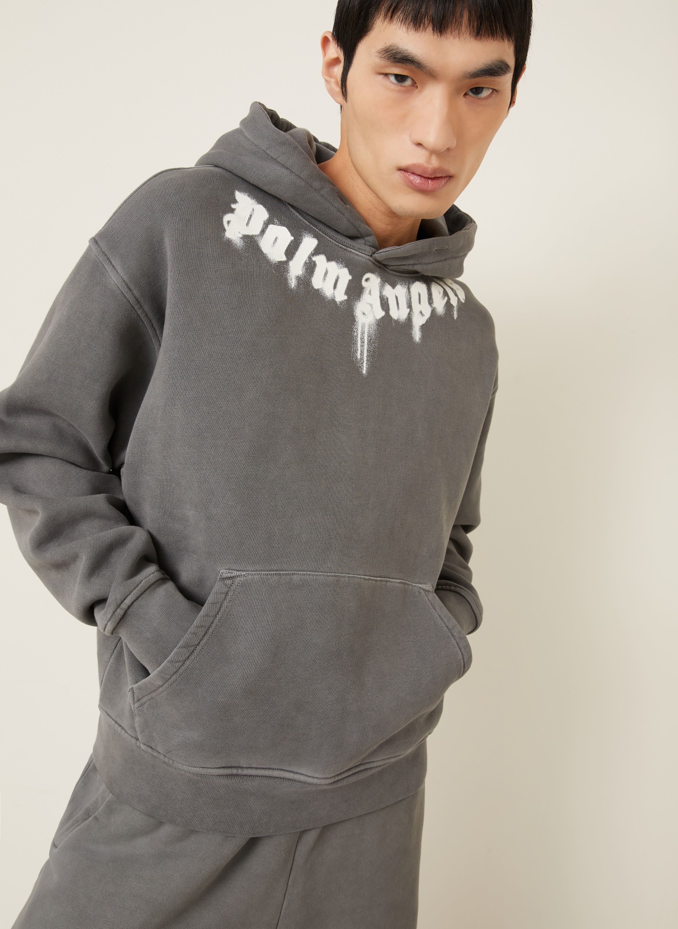 Palm Angels sweat à capuche: GRIS FONCÉ / BLANC