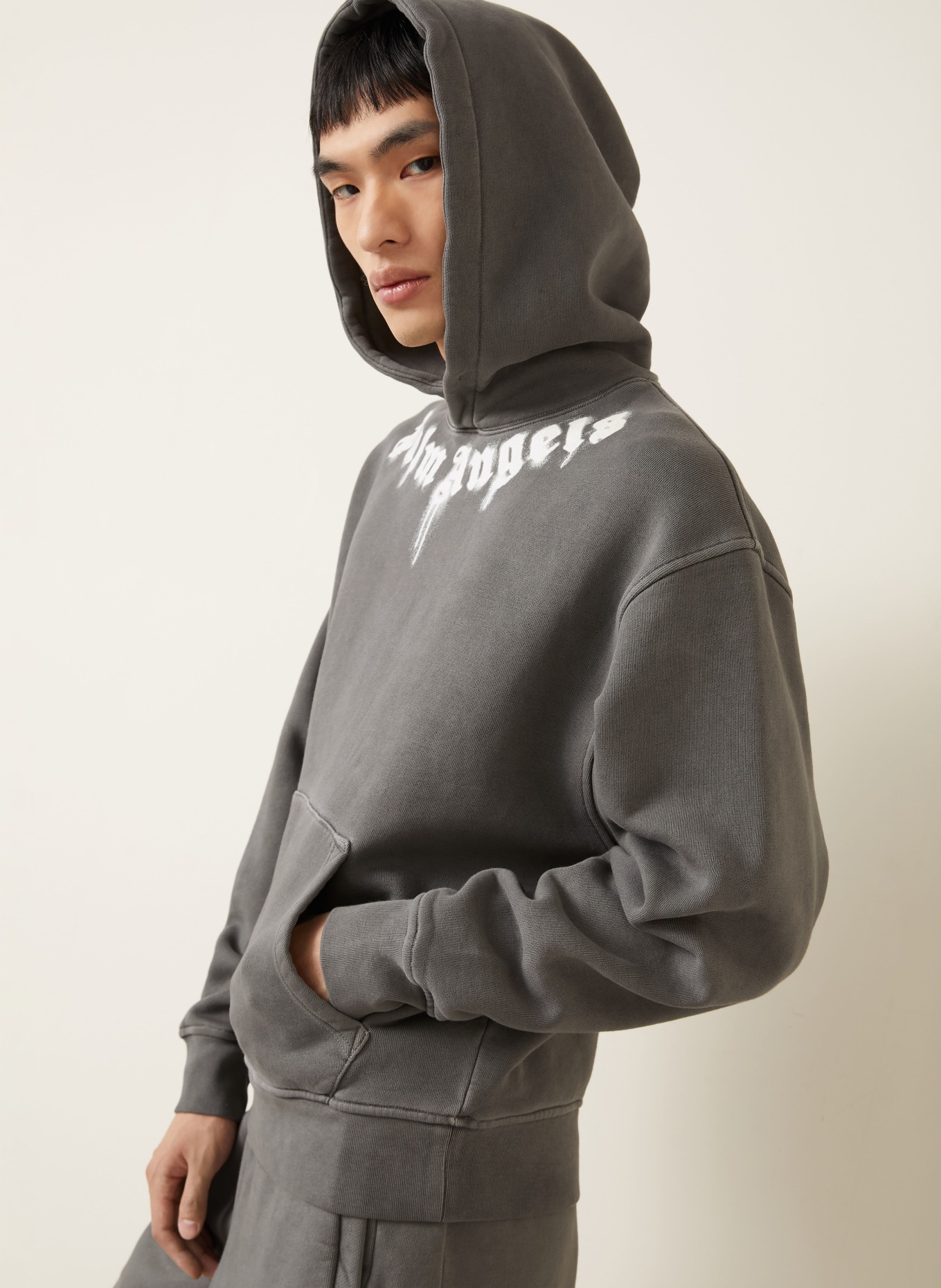 Palm Angels sweat à capuche: GRIS FONCÉ / BLANC