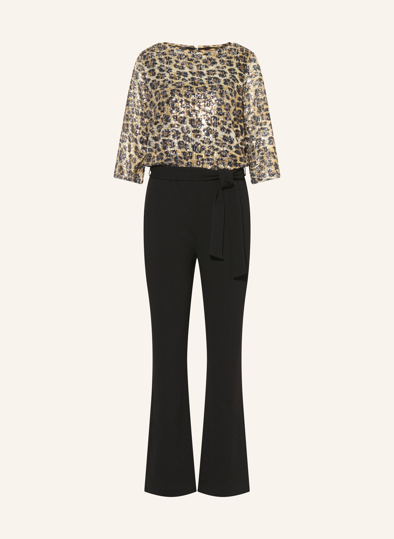 Ana Alcazar Jumpsuit mit 3/4-Arm und Pailletten: SCHWARZ / HELLBRAUN