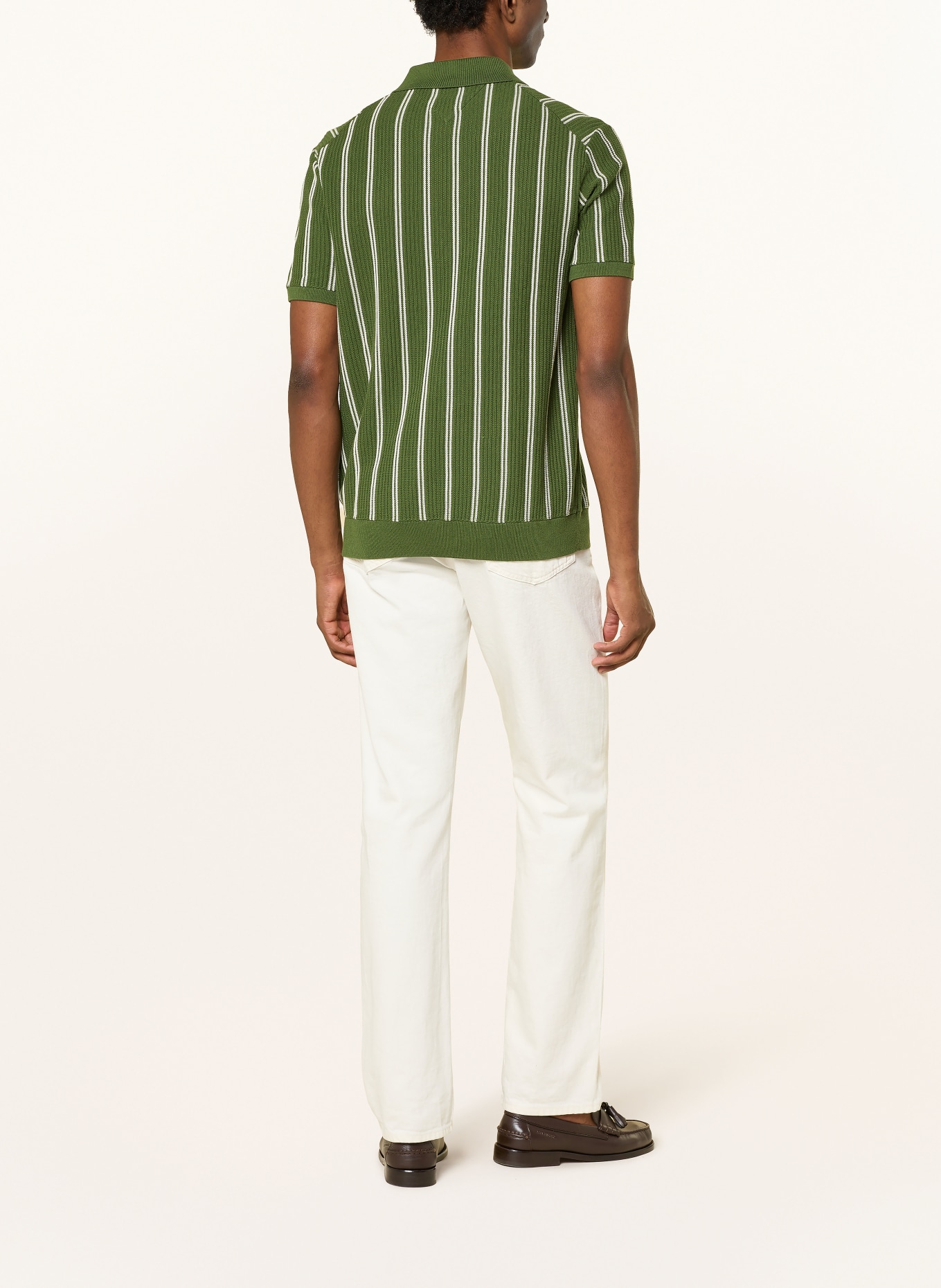TOMMY HILFIGER knitted polo shirt: DARK GREEN / WHITE