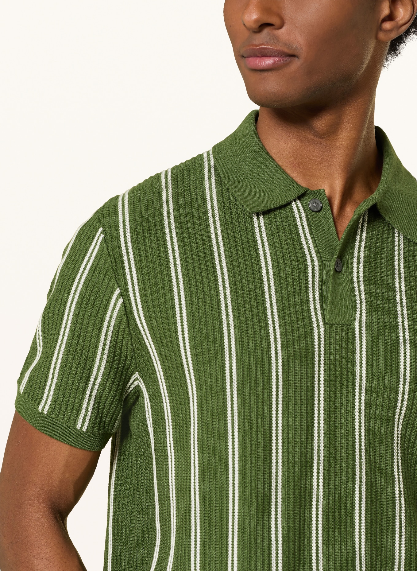 TOMMY HILFIGER knitted polo shirt: DARK GREEN / WHITE