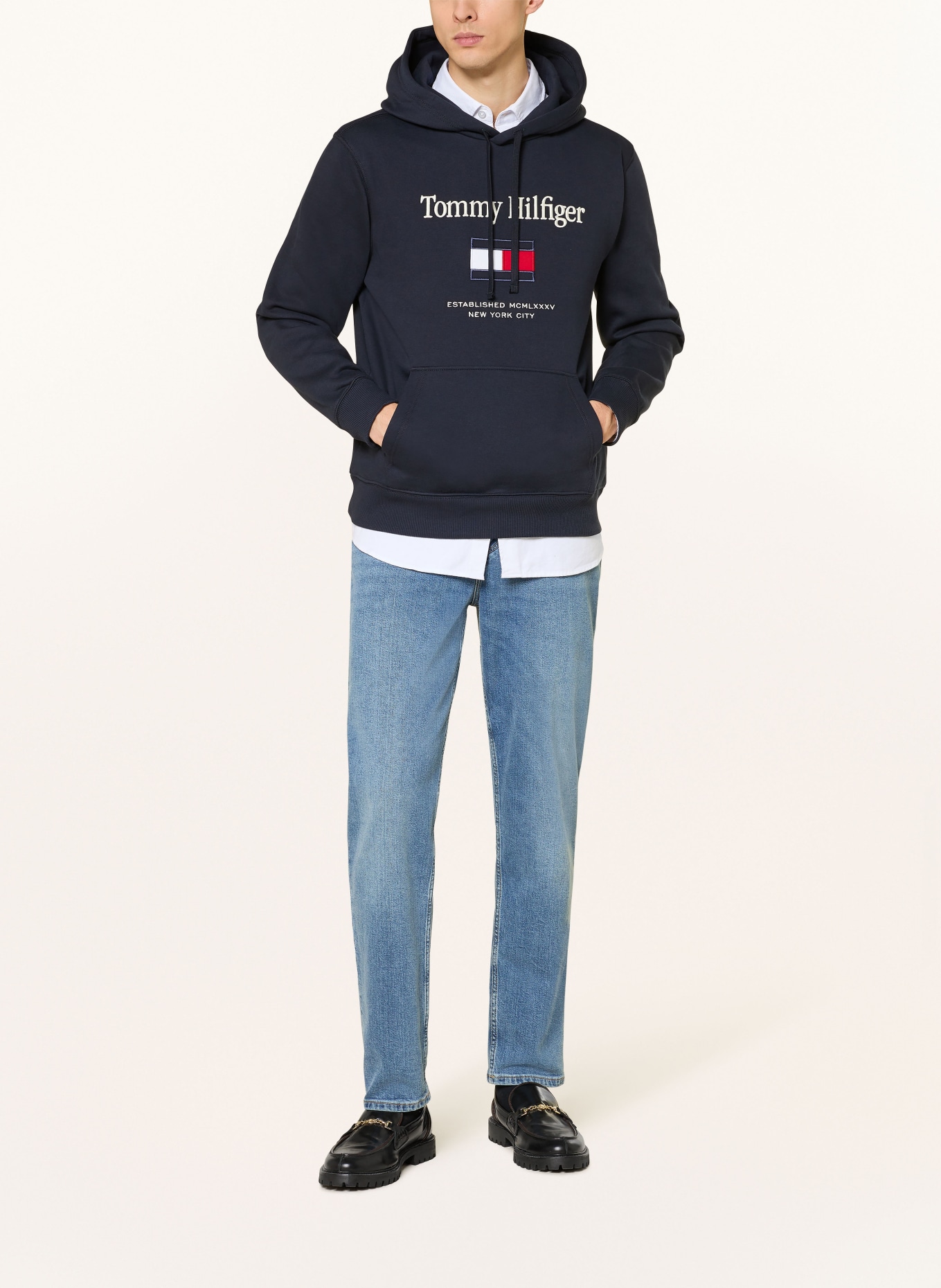 TOMMY HILFIGER Hoodie TOMMY: DUNKELBLAU / ECRU / ROT