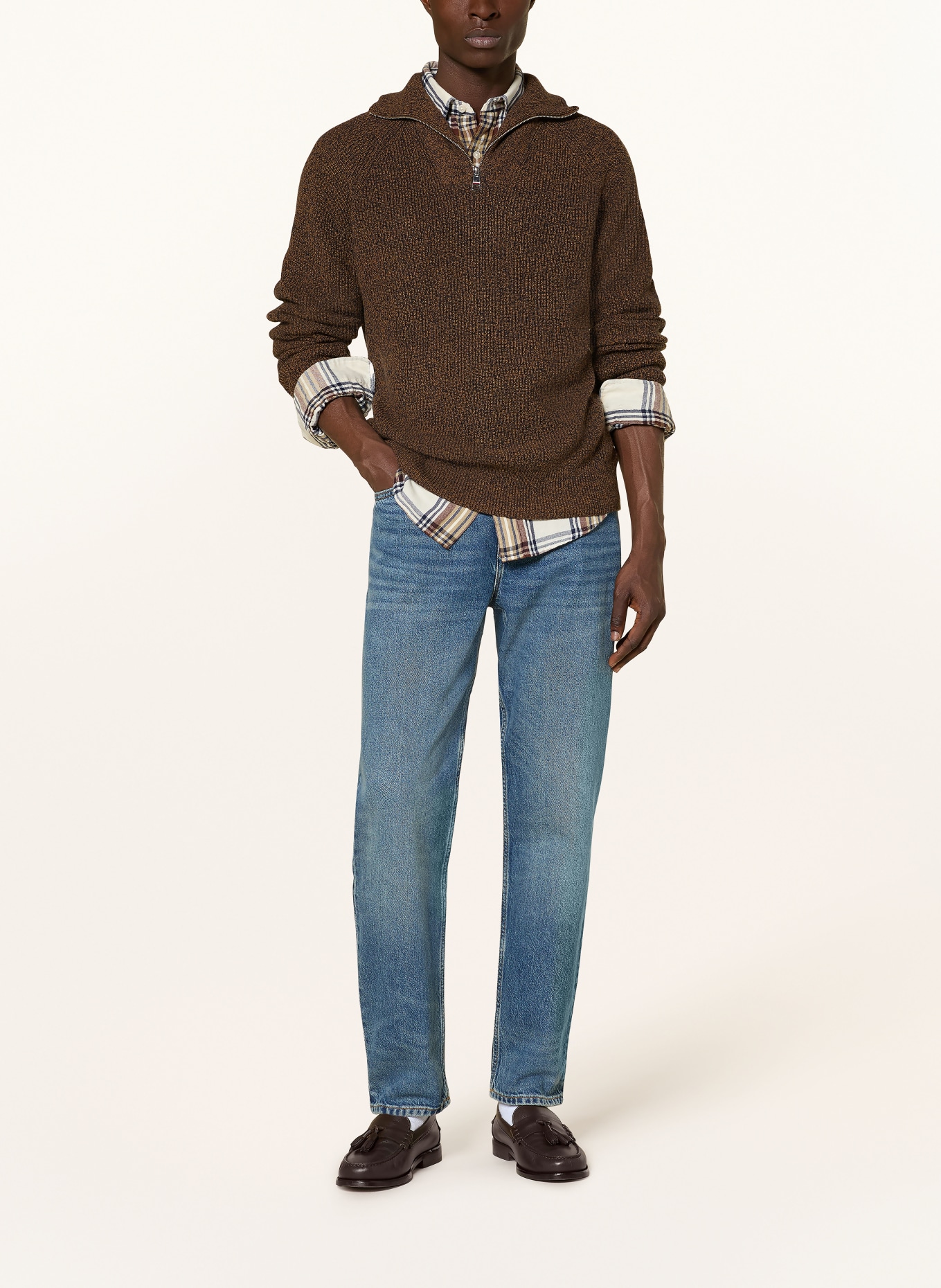 TOMMY HILFIGER Troyer: BROWN / BLACK