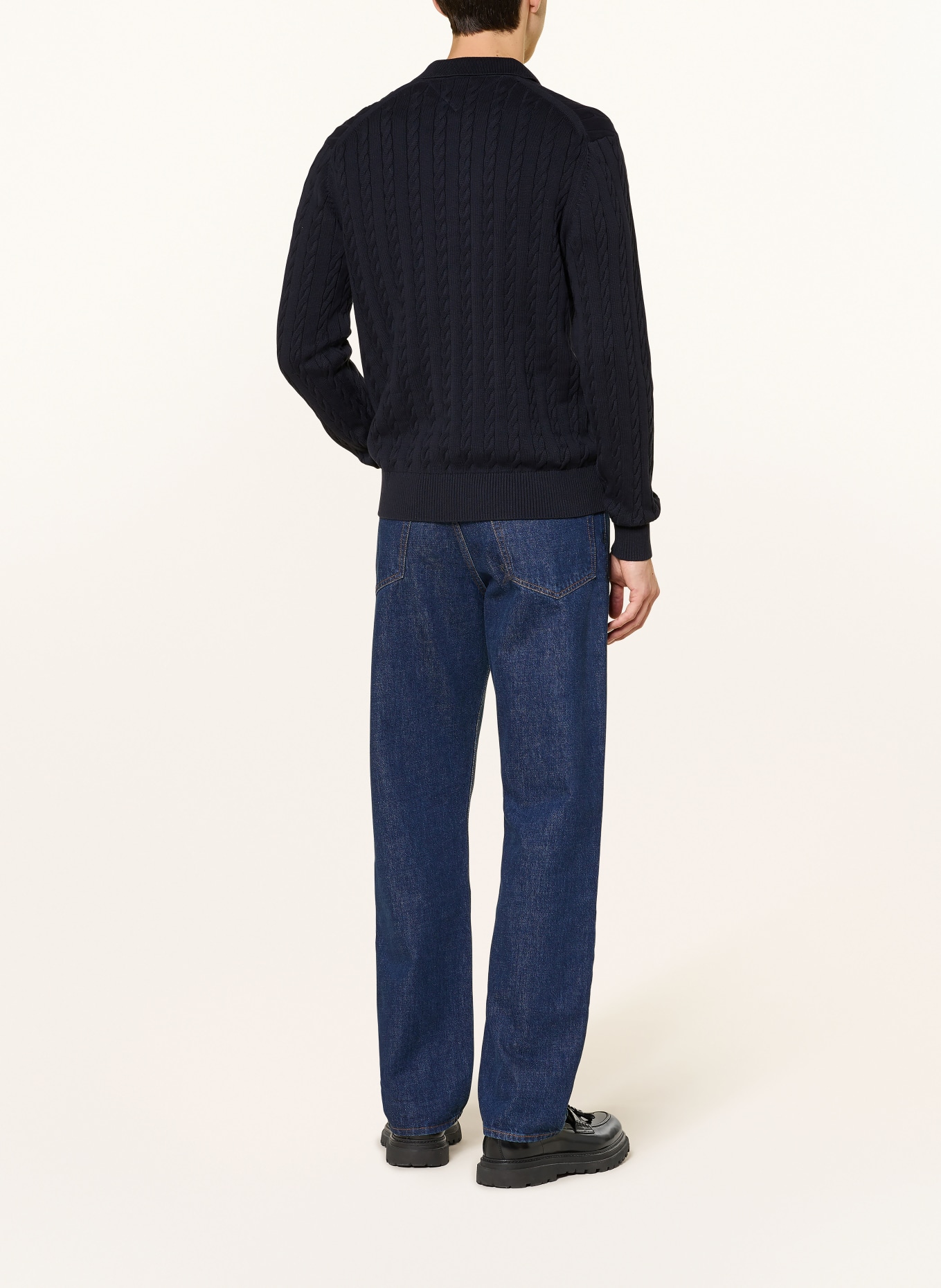 TOMMY HILFIGER Strick-Poloshirt: DUNKELBLAU