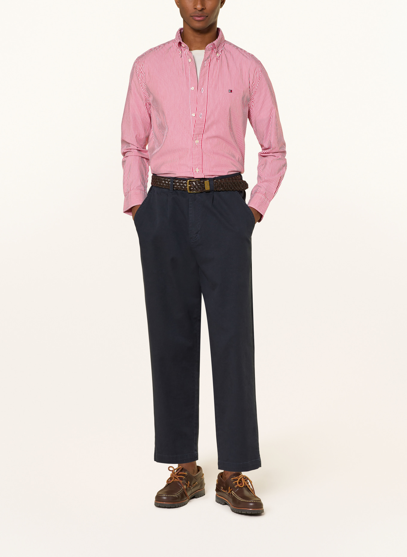 TOMMY HILFIGER Hemd Regular Fit: ROT / WEISS