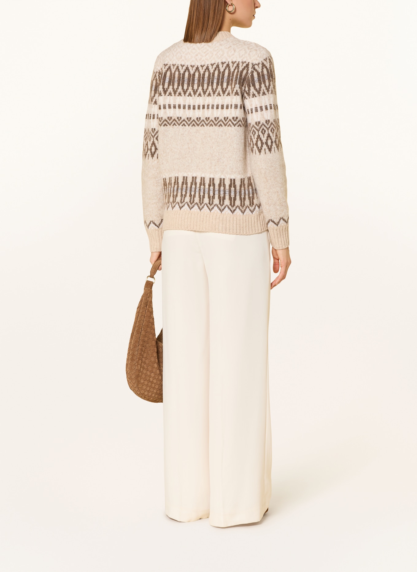 MAERZ MUENCHEN Pullover: BEIGE / DUNKELBRAUN / ECRU