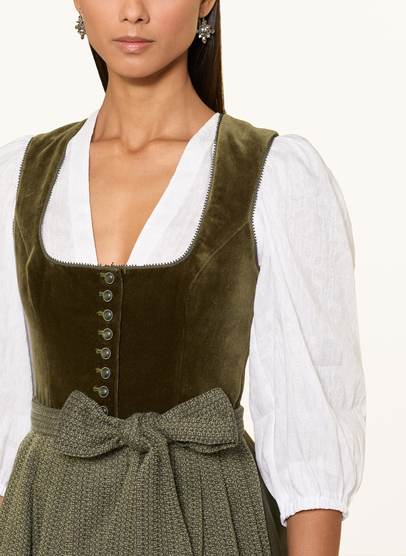 Heimatglück Tracht Dirndlbluse VIVI mit 3/4-Amr: WEISS