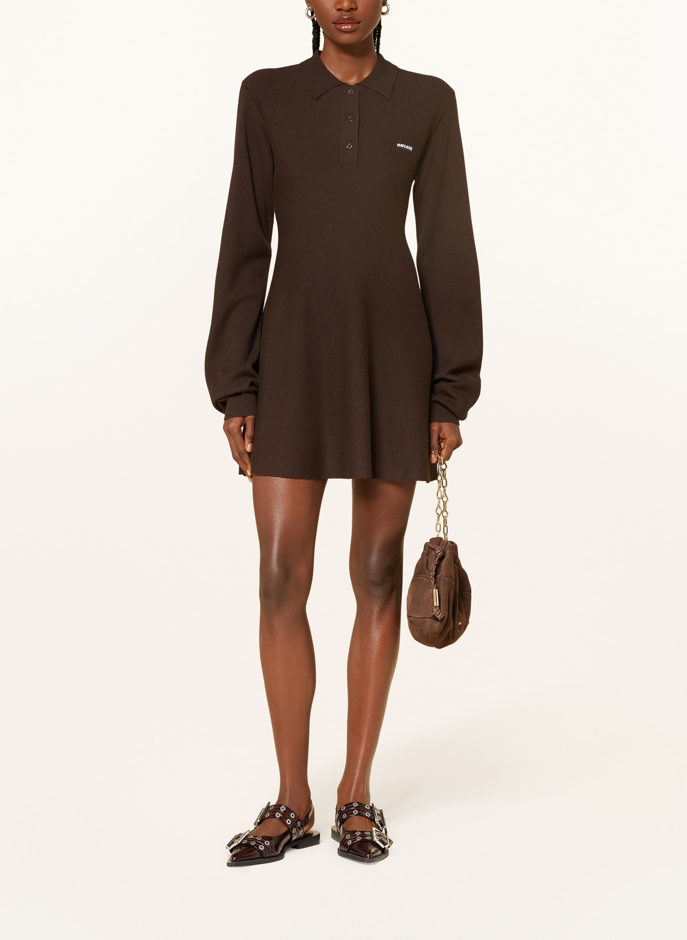 ROTATE Strickkleid SLINKY mit Merinowolle: DUNKELBRAUN