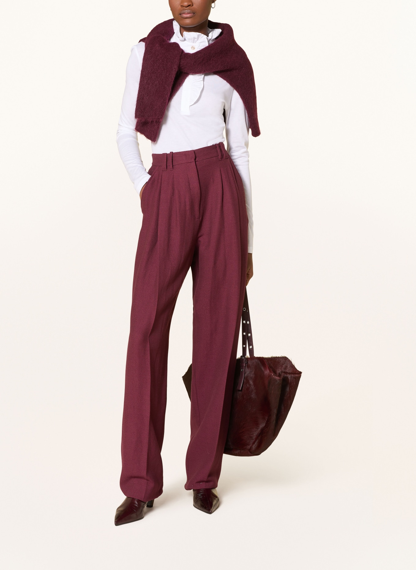 Rich & Royal Longsleeve mit Rüschen: WEISS