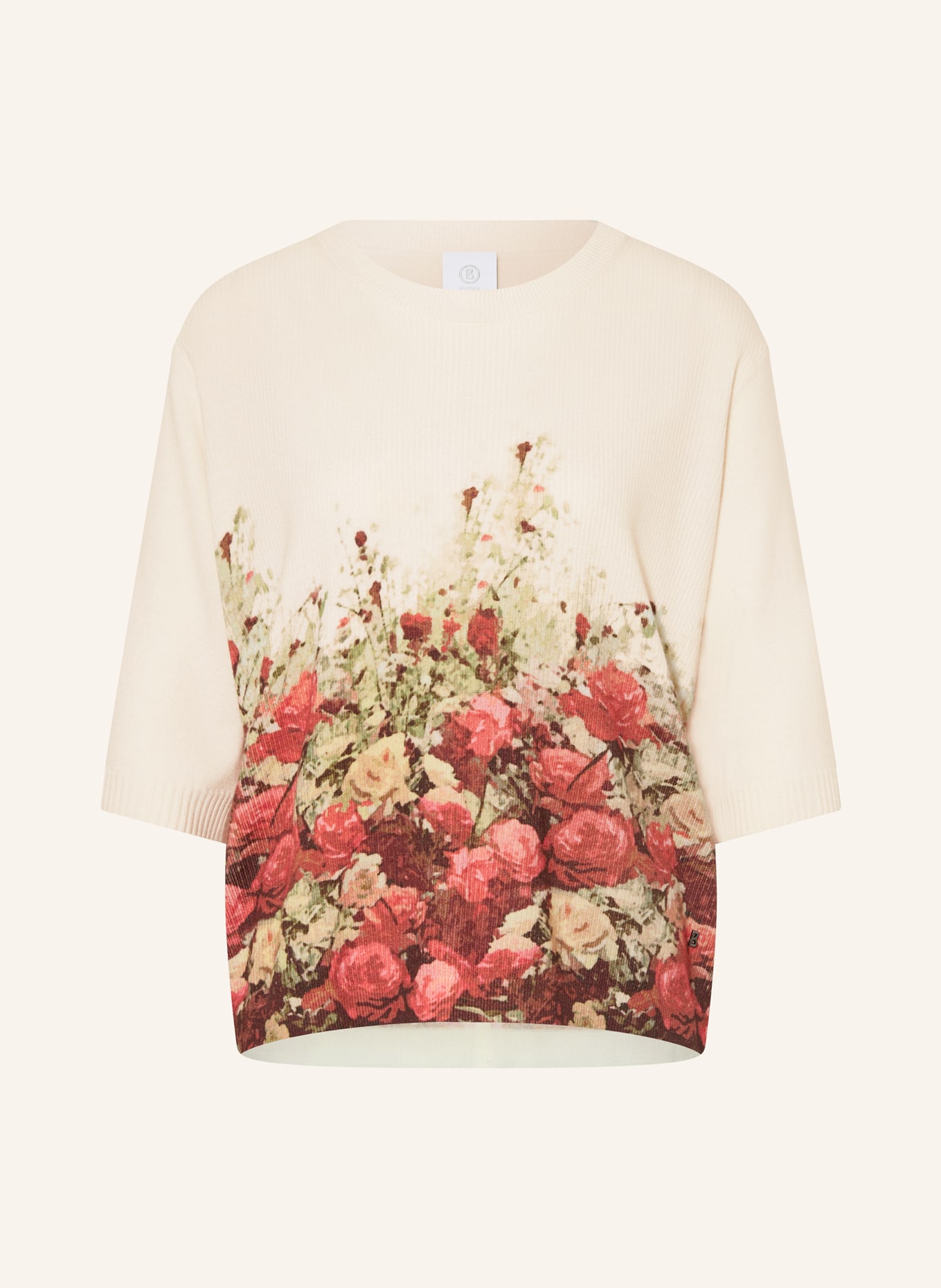 BOGNER Strickshirt HELLY mit 3/4-Arm: ECRU / BRAUN / ROT