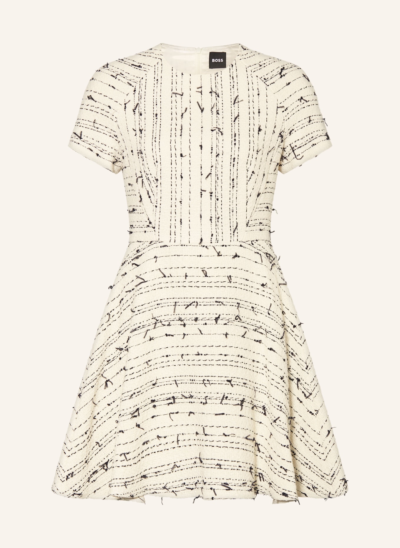 BOSS Bouclé-Kleid DATARNI: CREME / SCHWARZ