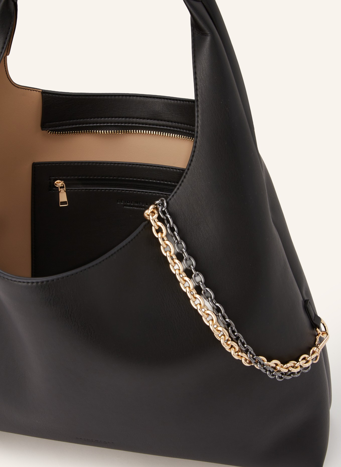 SEIDENFELT Beuteltasche LAINIO LARGE: SCHWARZ / GOLD