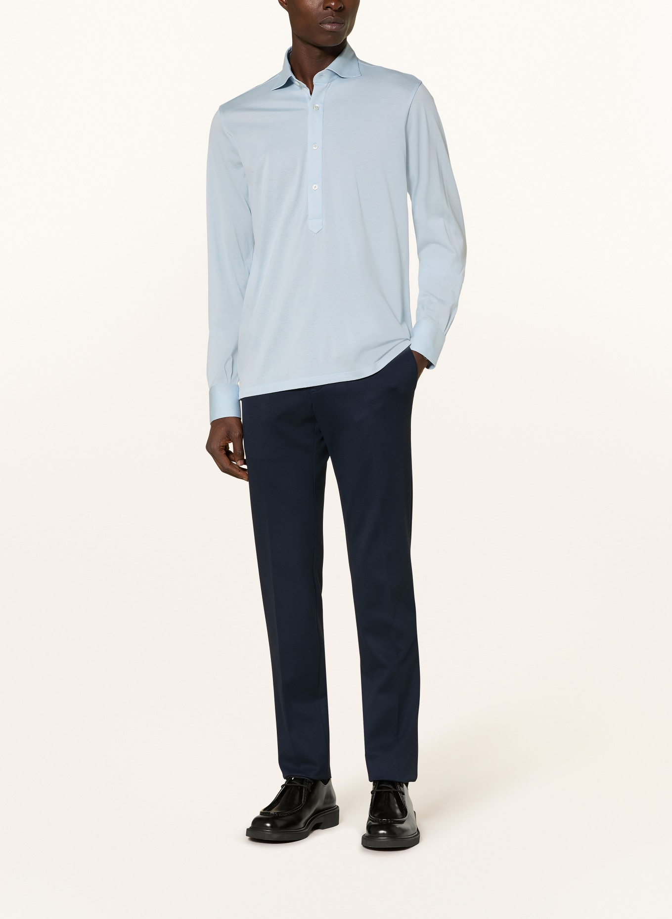 Stefan Brandt Piqué-Hemd LUCIEL Regular Fit: HELLBLAU