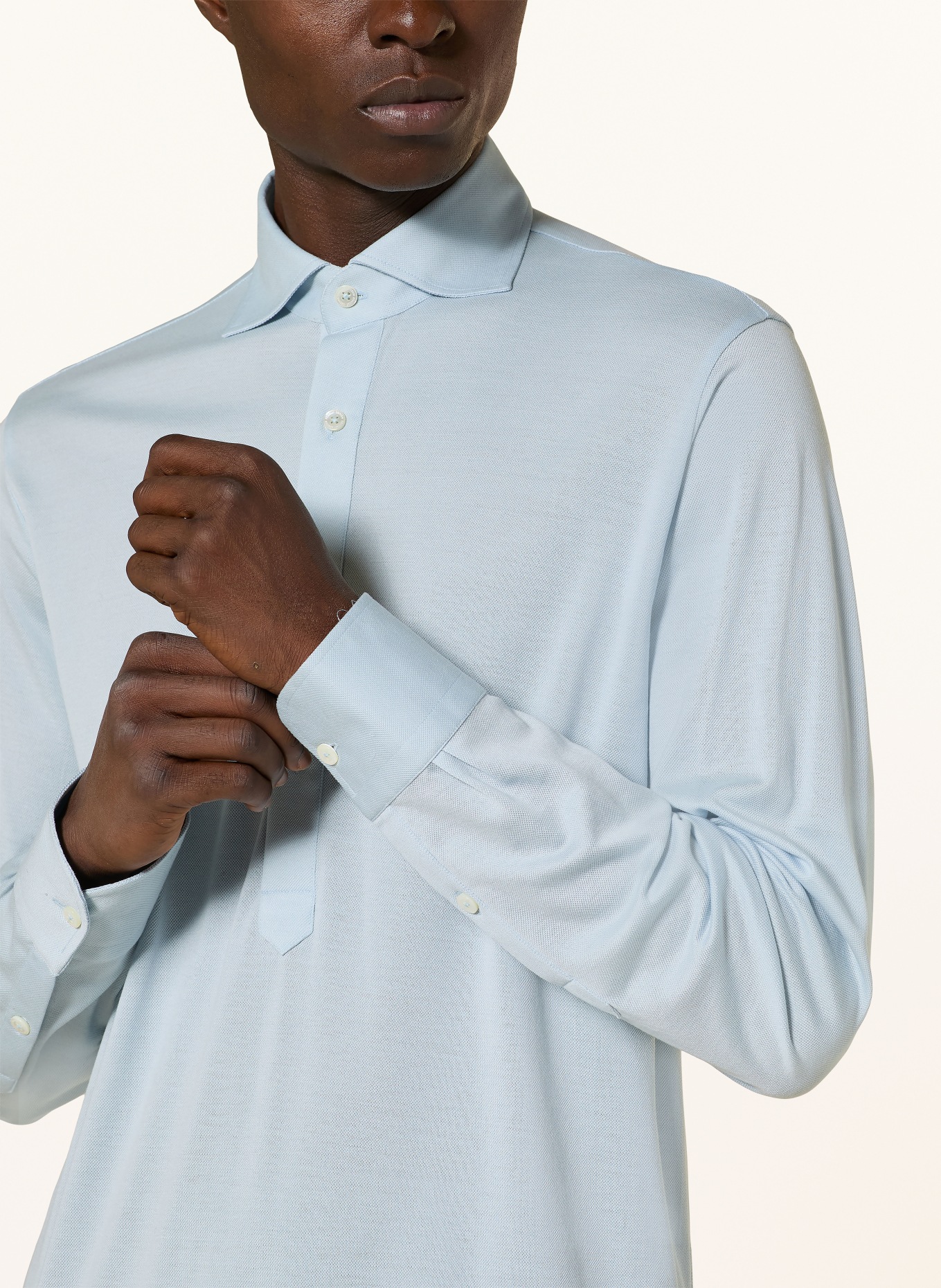 Stefan Brandt Piqué-Hemd LUCIEL Regular Fit: HELLBLAU