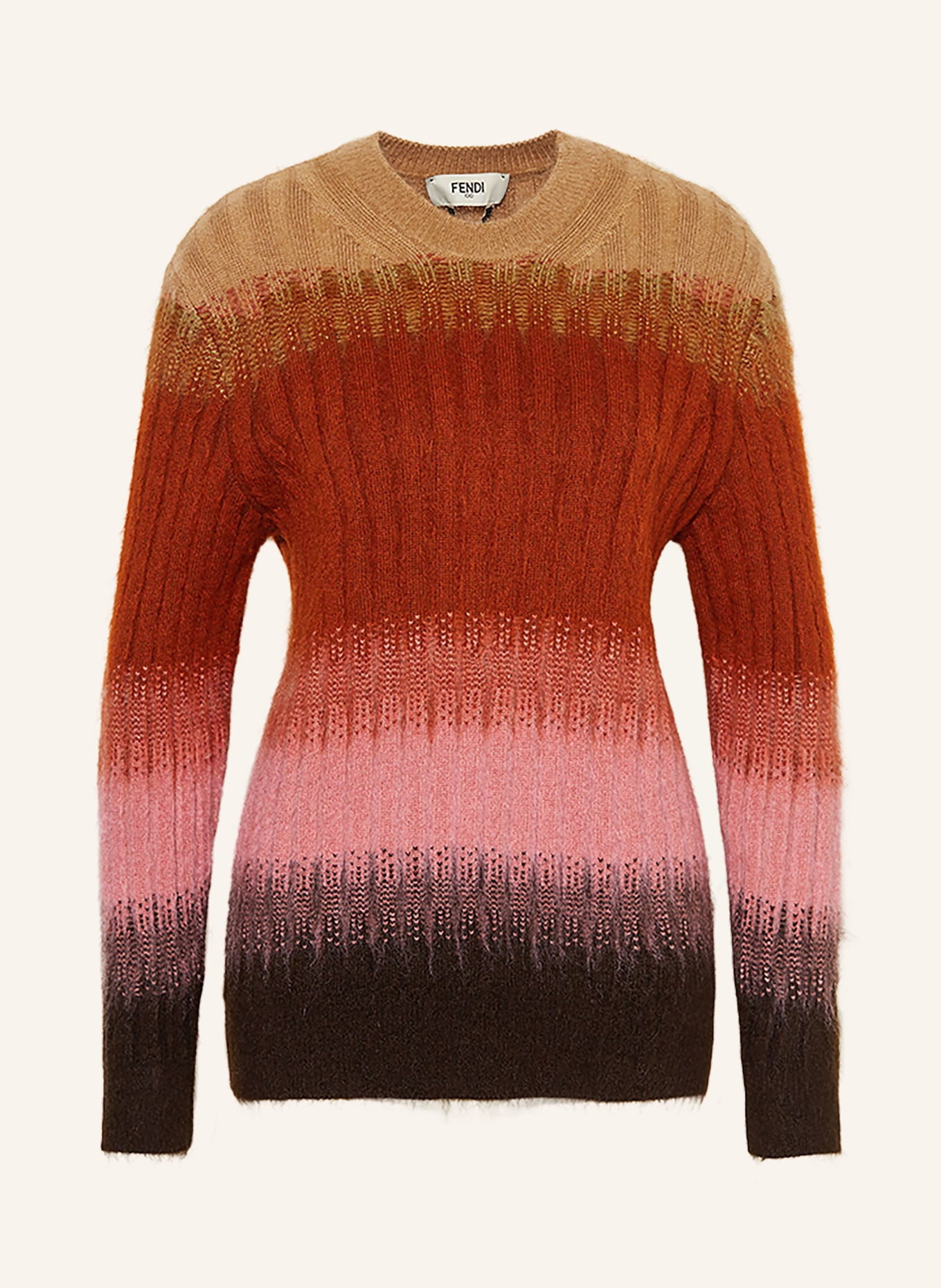 FENDI Pullover mit Mohair: ROT / DUNKELBRAUN / ROSA